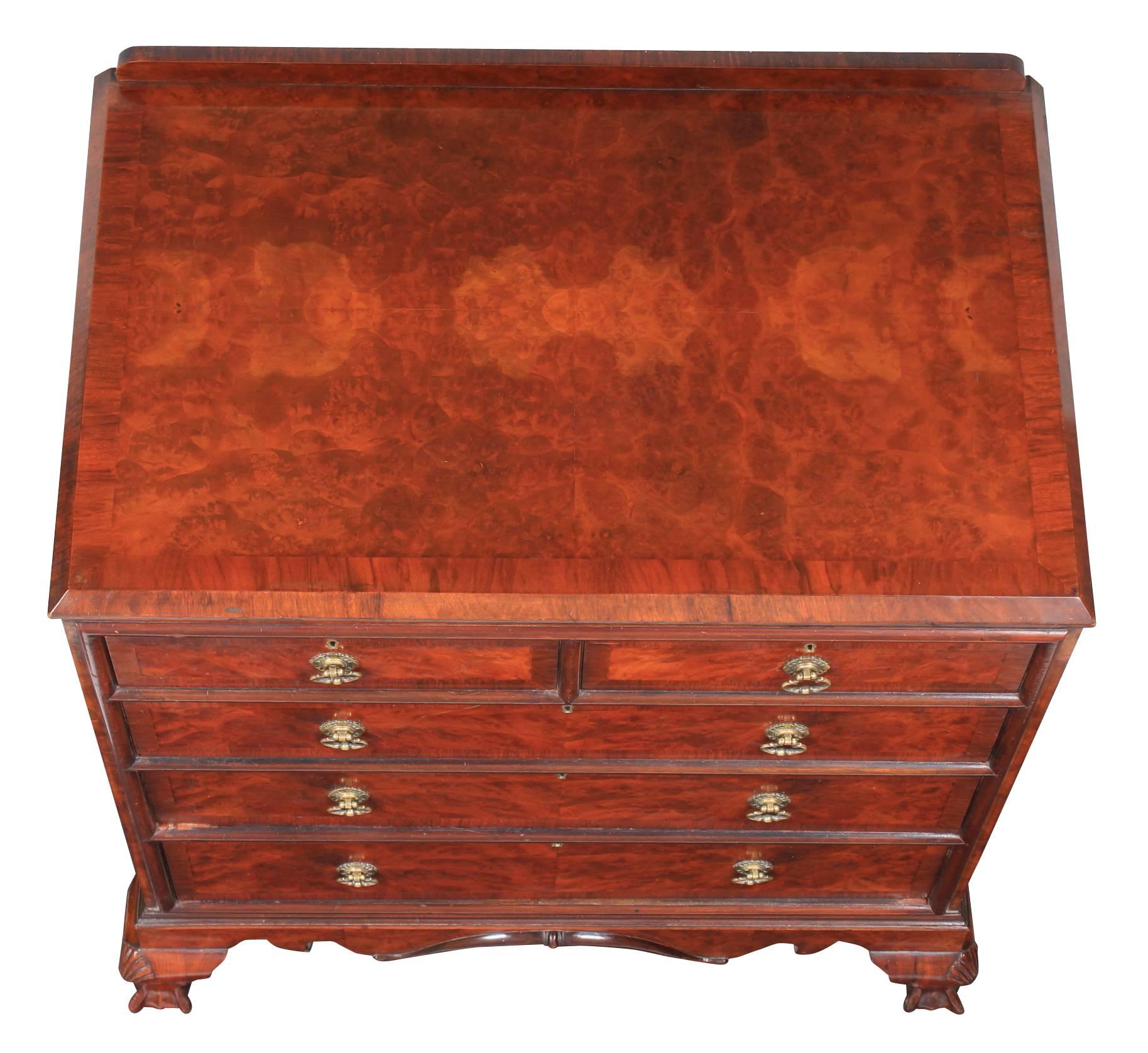 Burr Walnut Chippendale Style Chest of Drawers For Sale 4