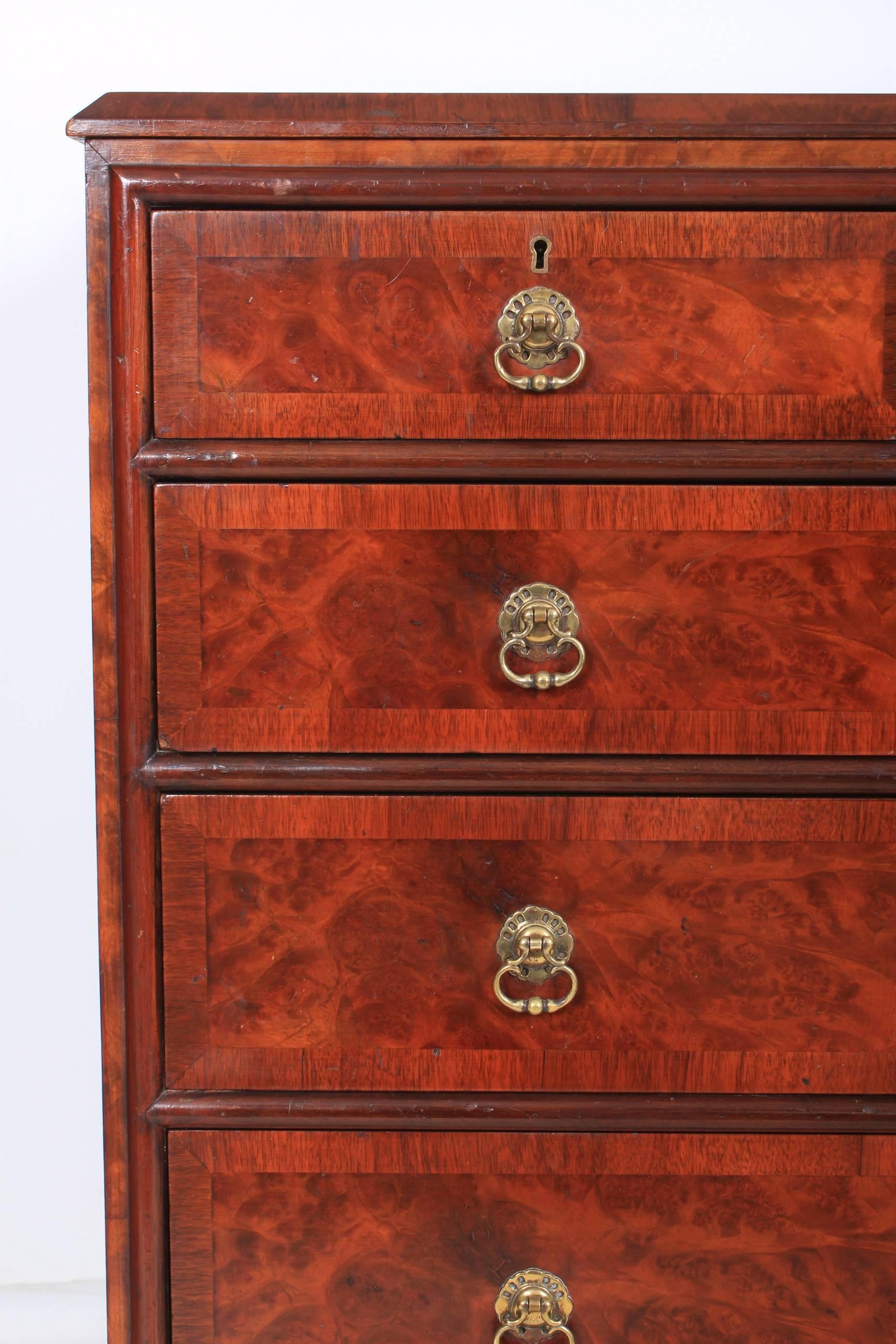 Burr Walnut Chippendale Style Chest of Drawers For Sale 5