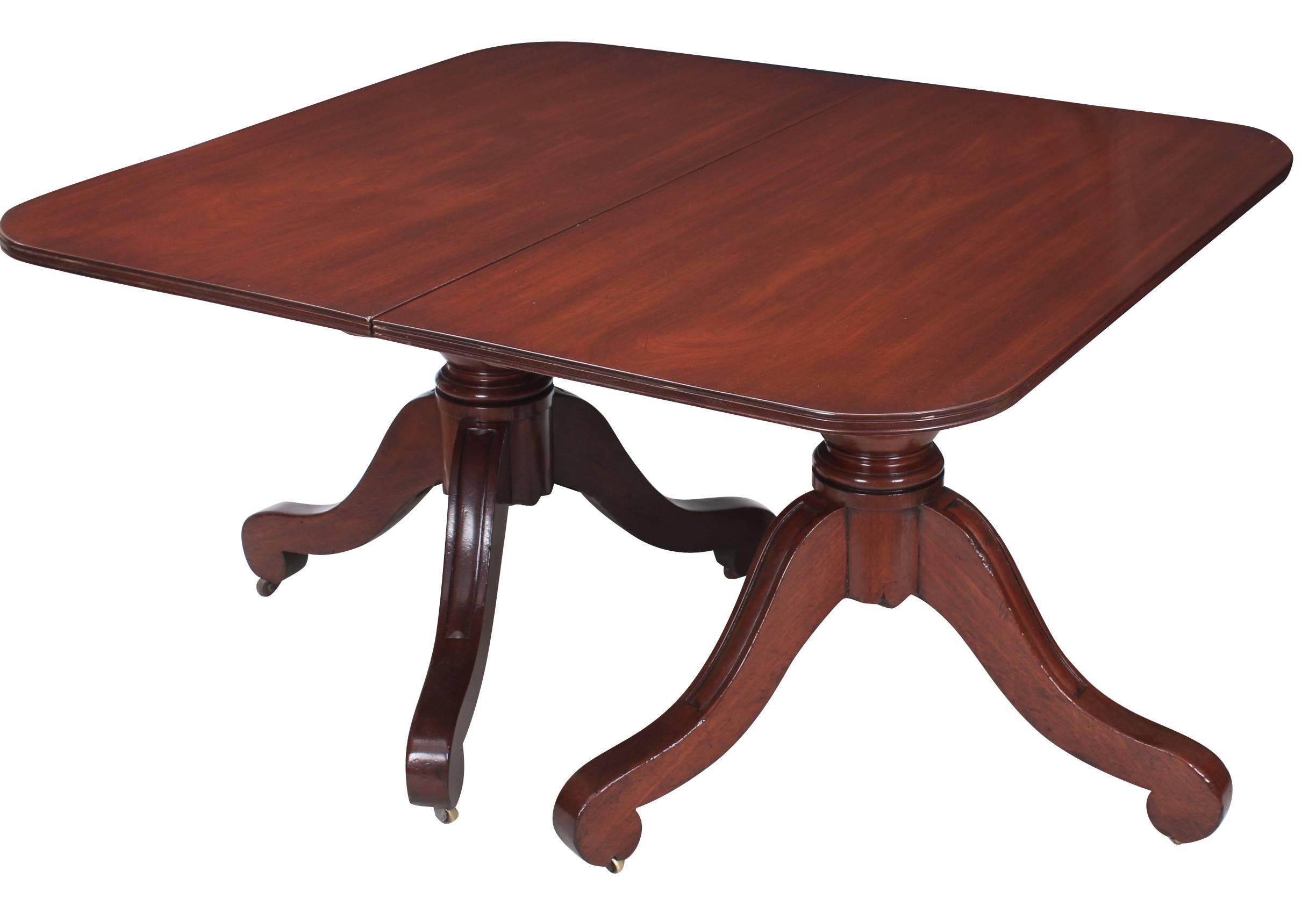 Mahogany Twin Pillar Pedestal Dining Table For Sale 2