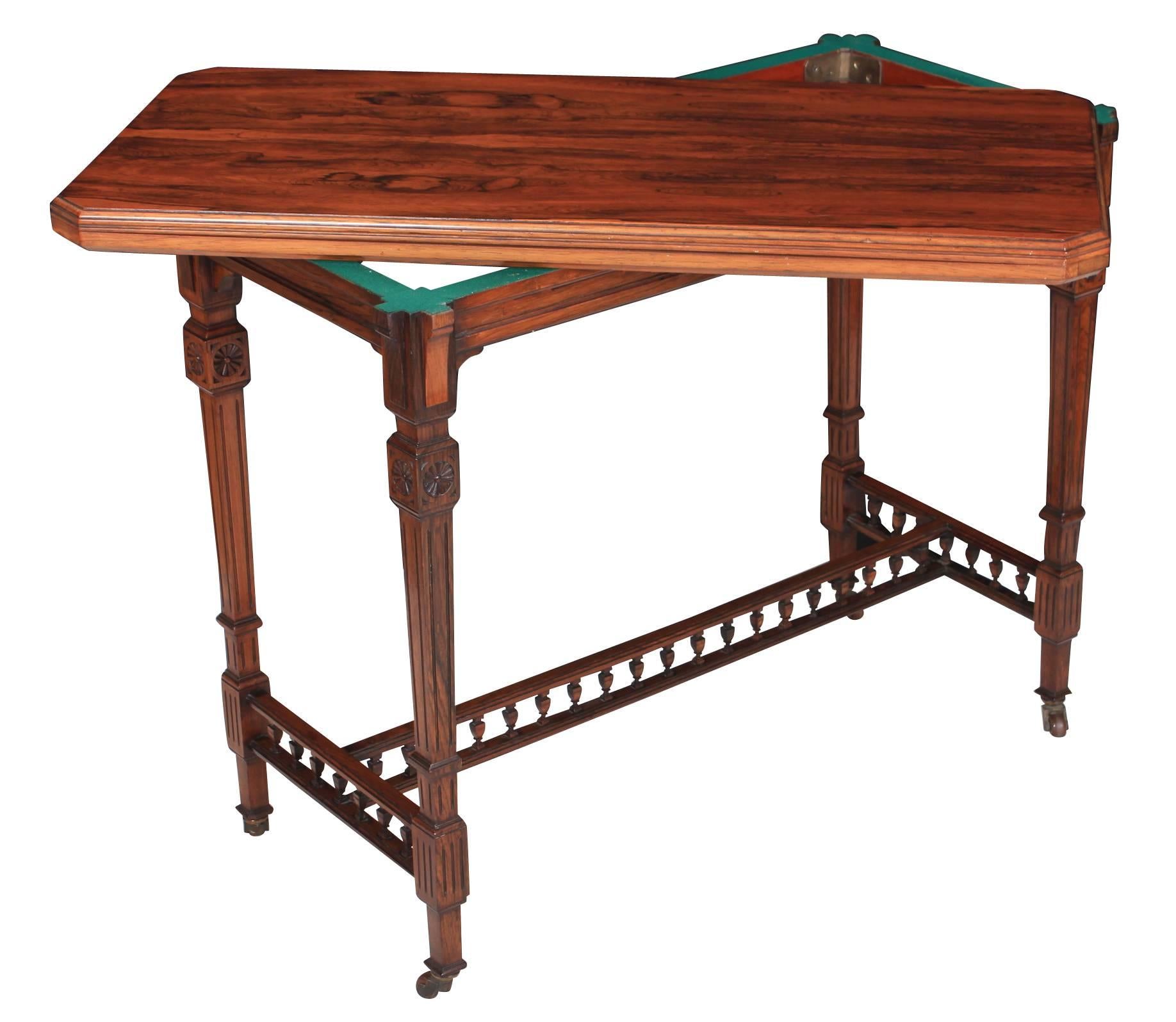 Superb Quality Freestanding Rosewood Card Table For Sale 1