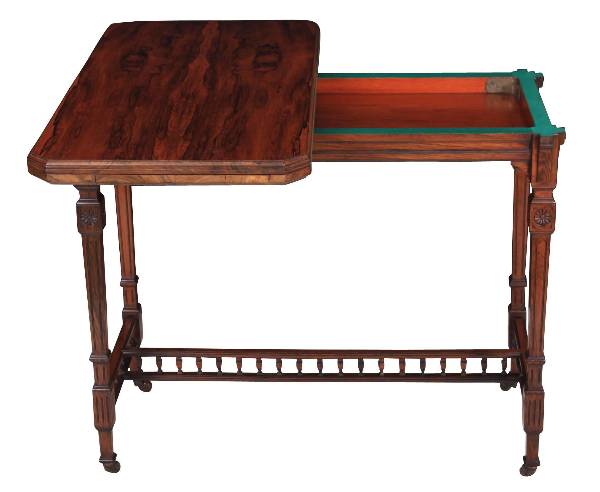 Superb Quality Freestanding Rosewood Card Table For Sale 2