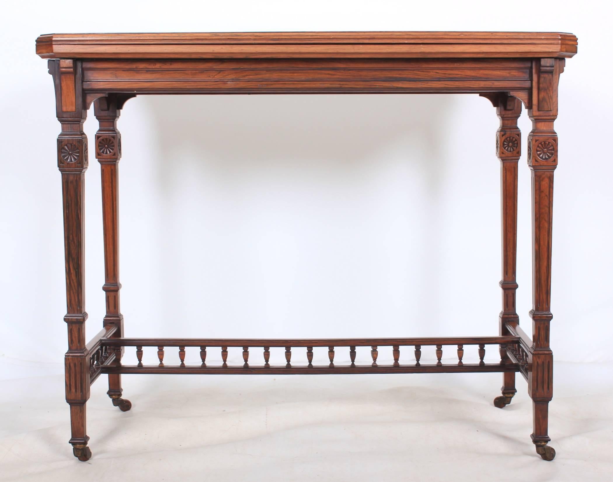 Superb Quality Freestanding Rosewood Card Table For Sale 3