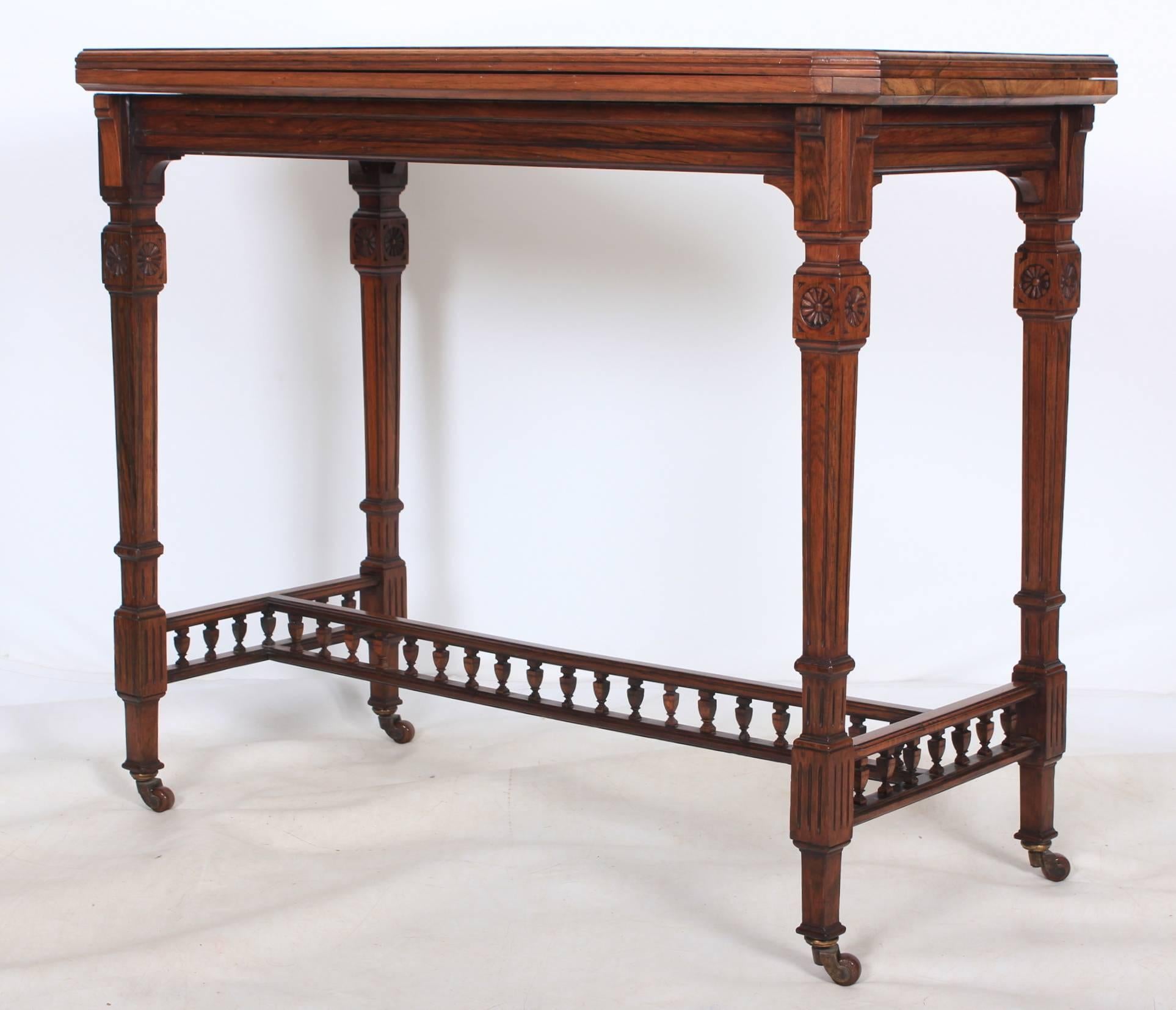 Superb Quality Freestanding Rosewood Card Table For Sale 4