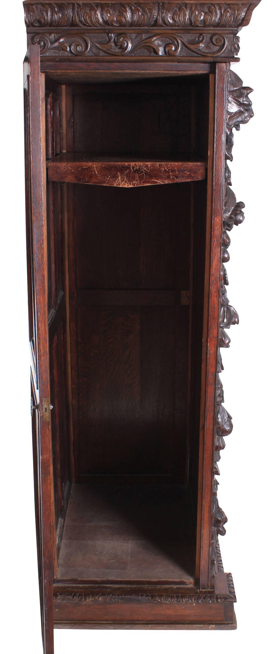 Carved Oak Hall Cupboard In Good Condition For Sale In Detling, GB