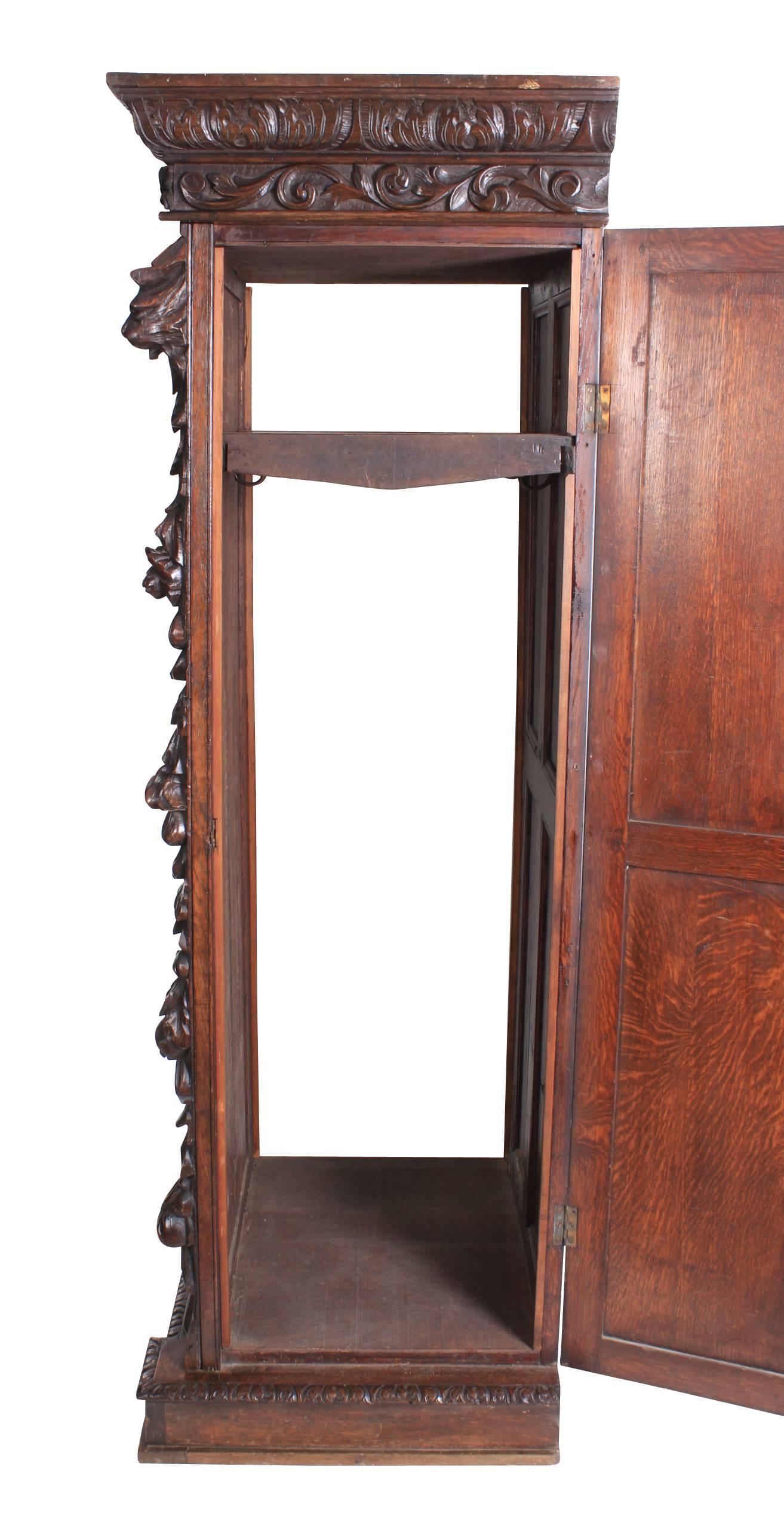 Late 19th Century Carved Oak Hall Cupboard For Sale