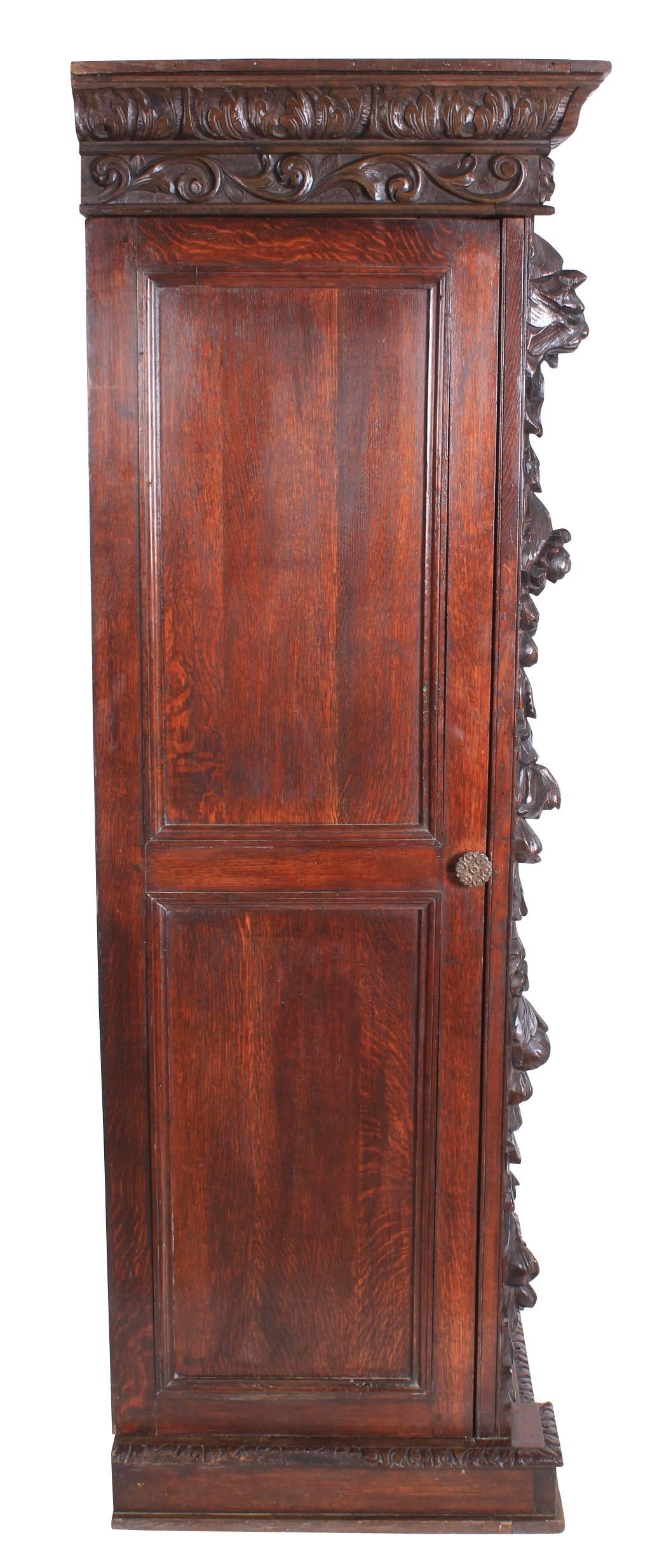 Carved Oak Hall Cupboard For Sale 3