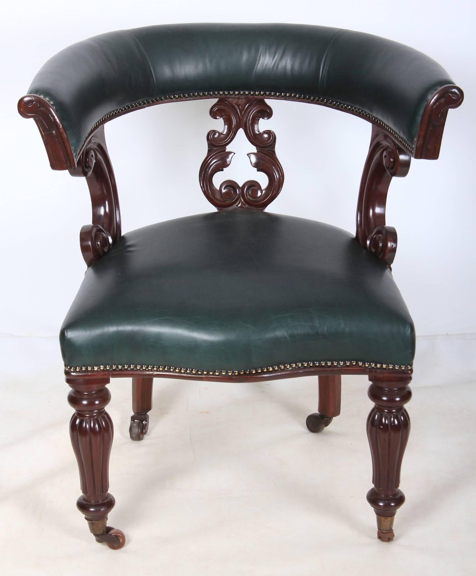 Great Britain (UK) Victorian Mahogany and Leather Office Desk Chair