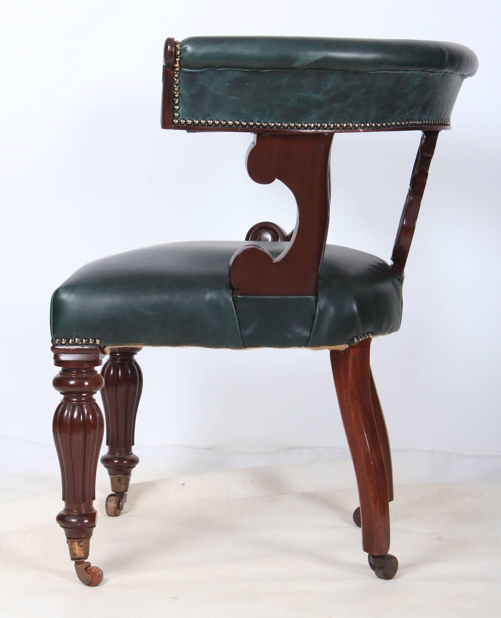Mid-19th Century Victorian Mahogany and Leather Office Desk Chair