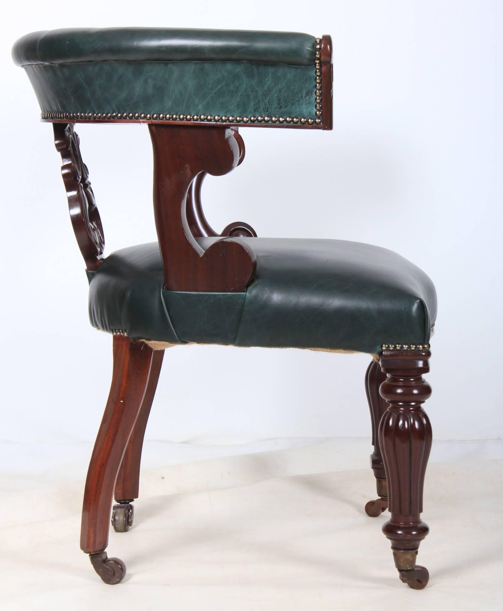 Victorian Mahogany and Leather Office Desk Chair 3
