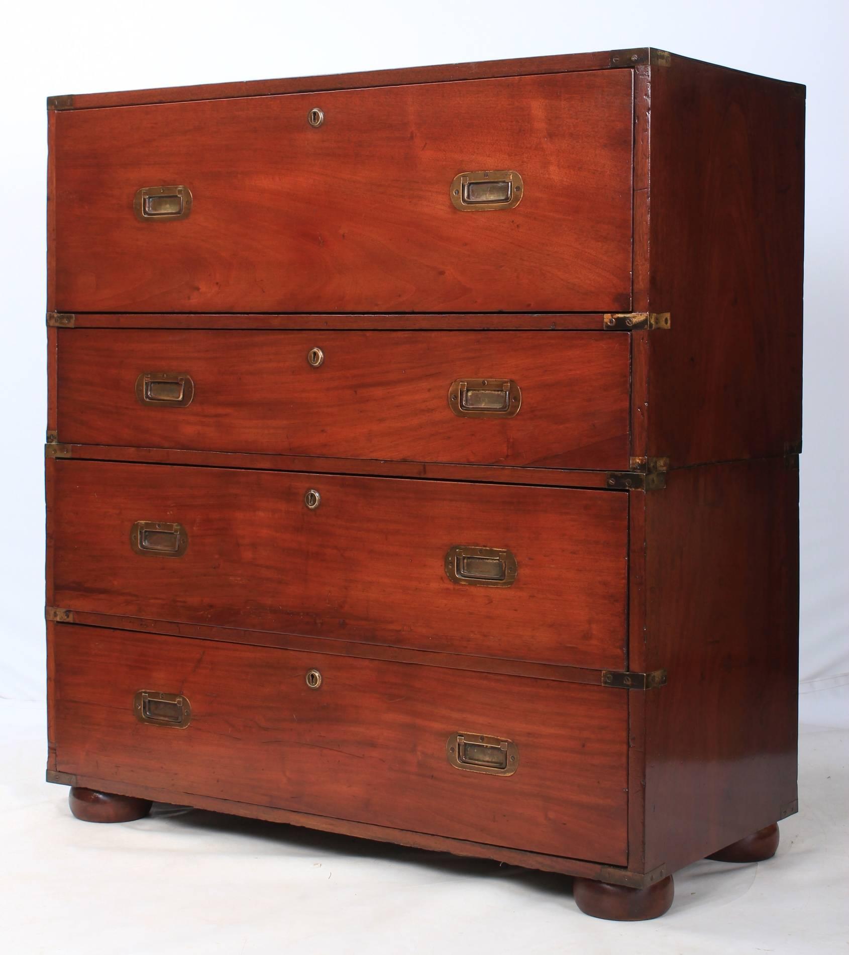 Mid-19th Century Victorian Mahogany Military Campaign Chest For Sale