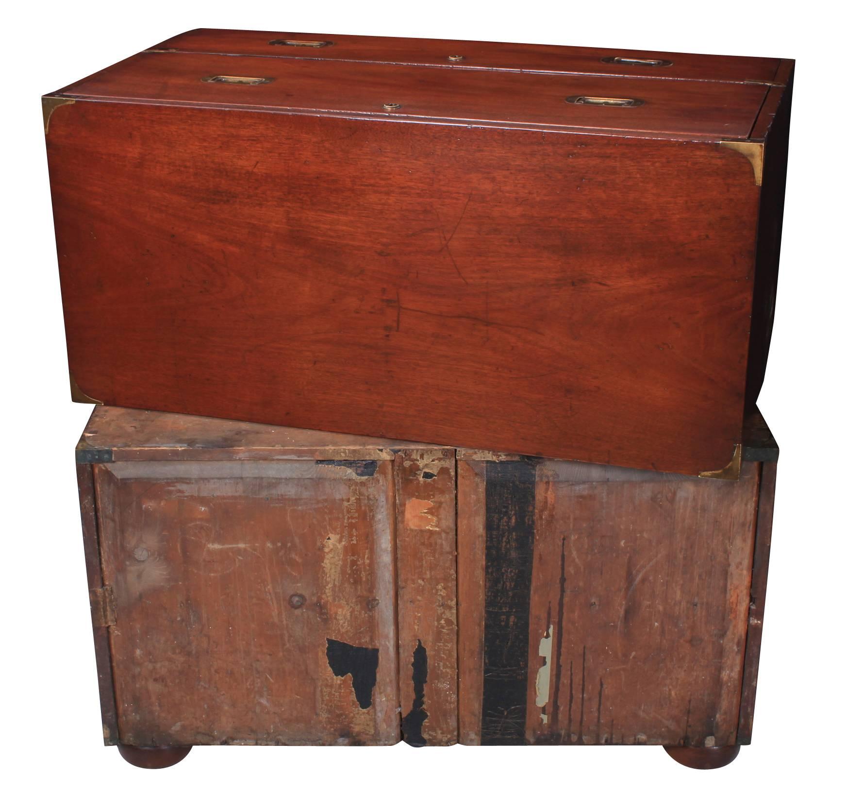 Victorian Mahogany Military Campaign Chest For Sale 3