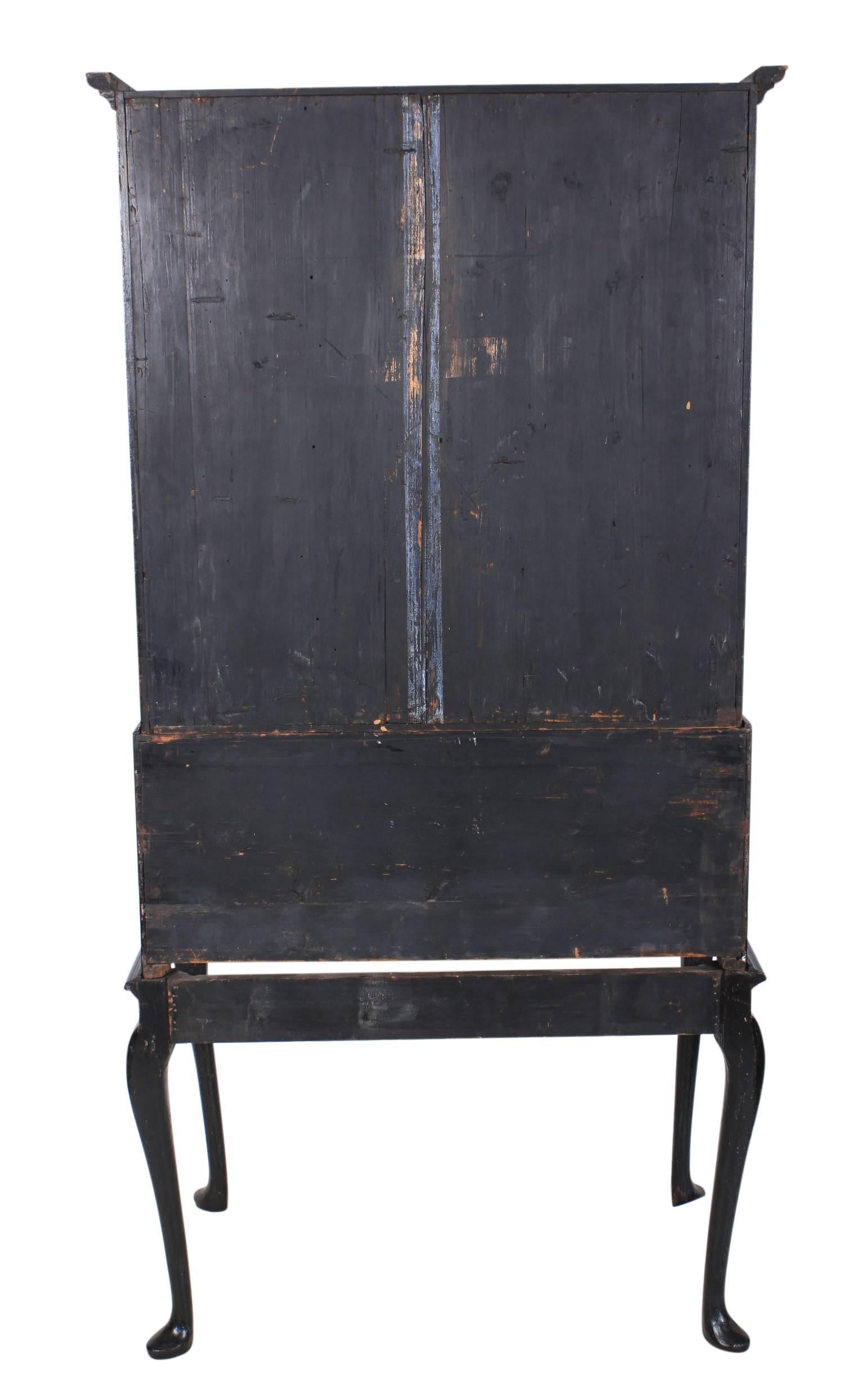 Genuine Early 18th Century Chinoiserie Japanned Bureau Bookcase 4