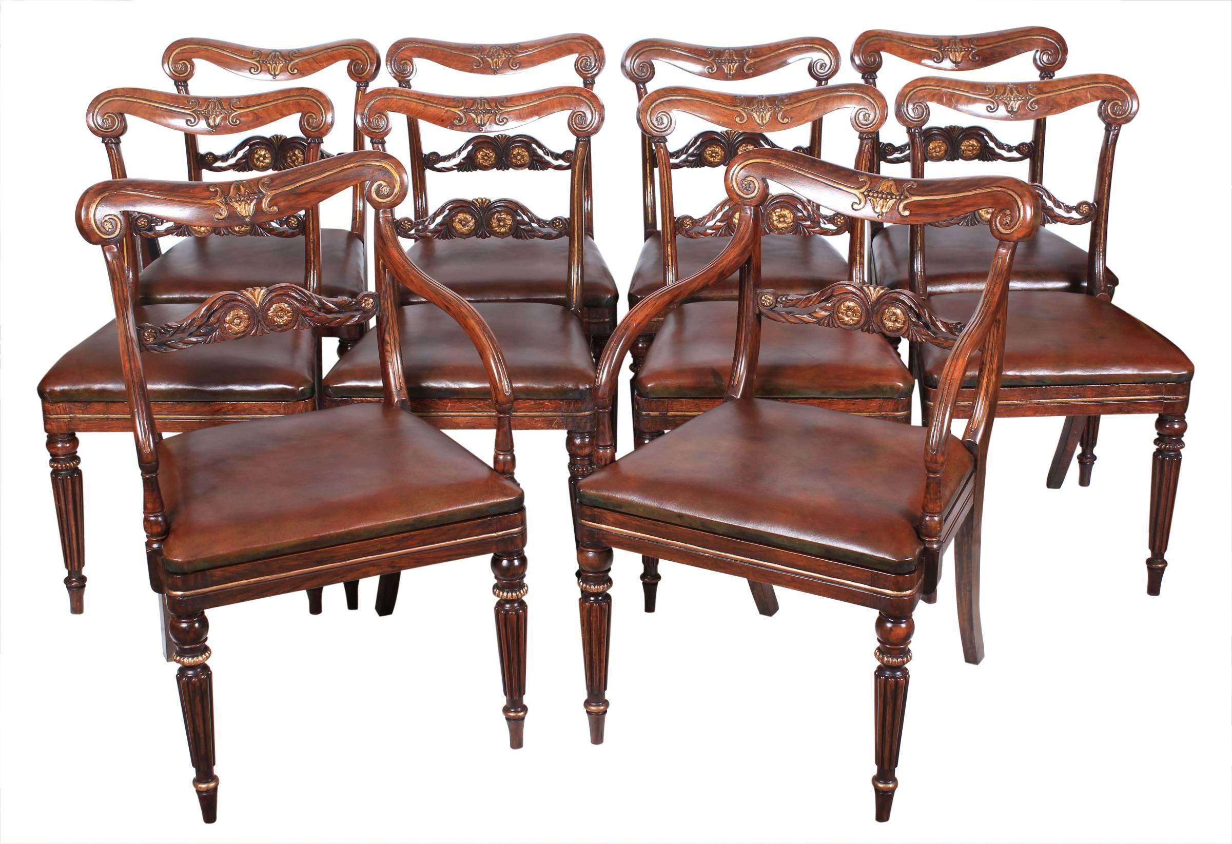 Set of Ten Impressive Regency Dining Chairs For Sale 5