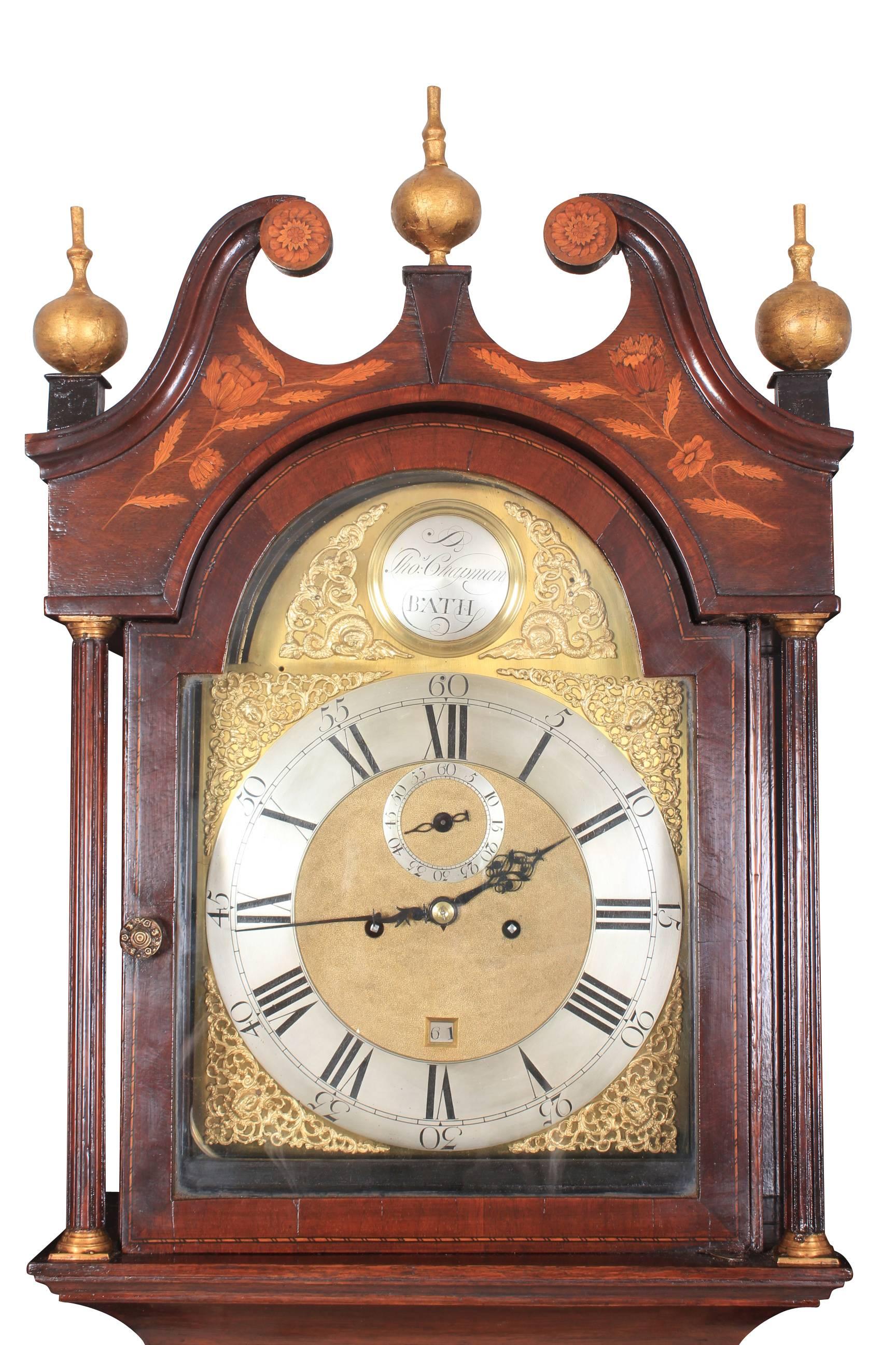 18th Century Dutch Marquetry Long Case Clock For Sale 1