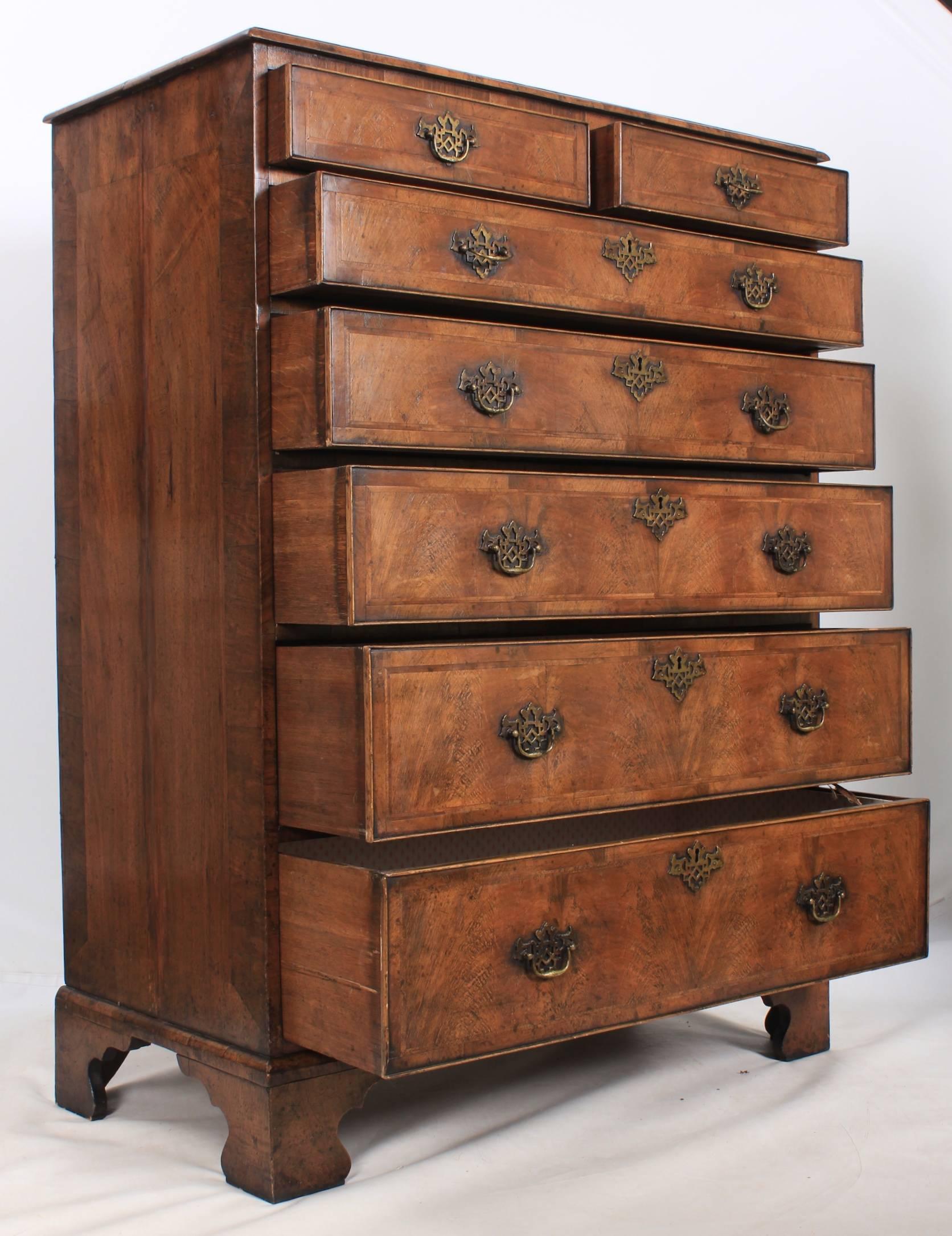 Large 18th Century Walnut Chest In Excellent Condition For Sale In Detling, GB