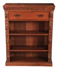 Carved Oak Open Bookcase