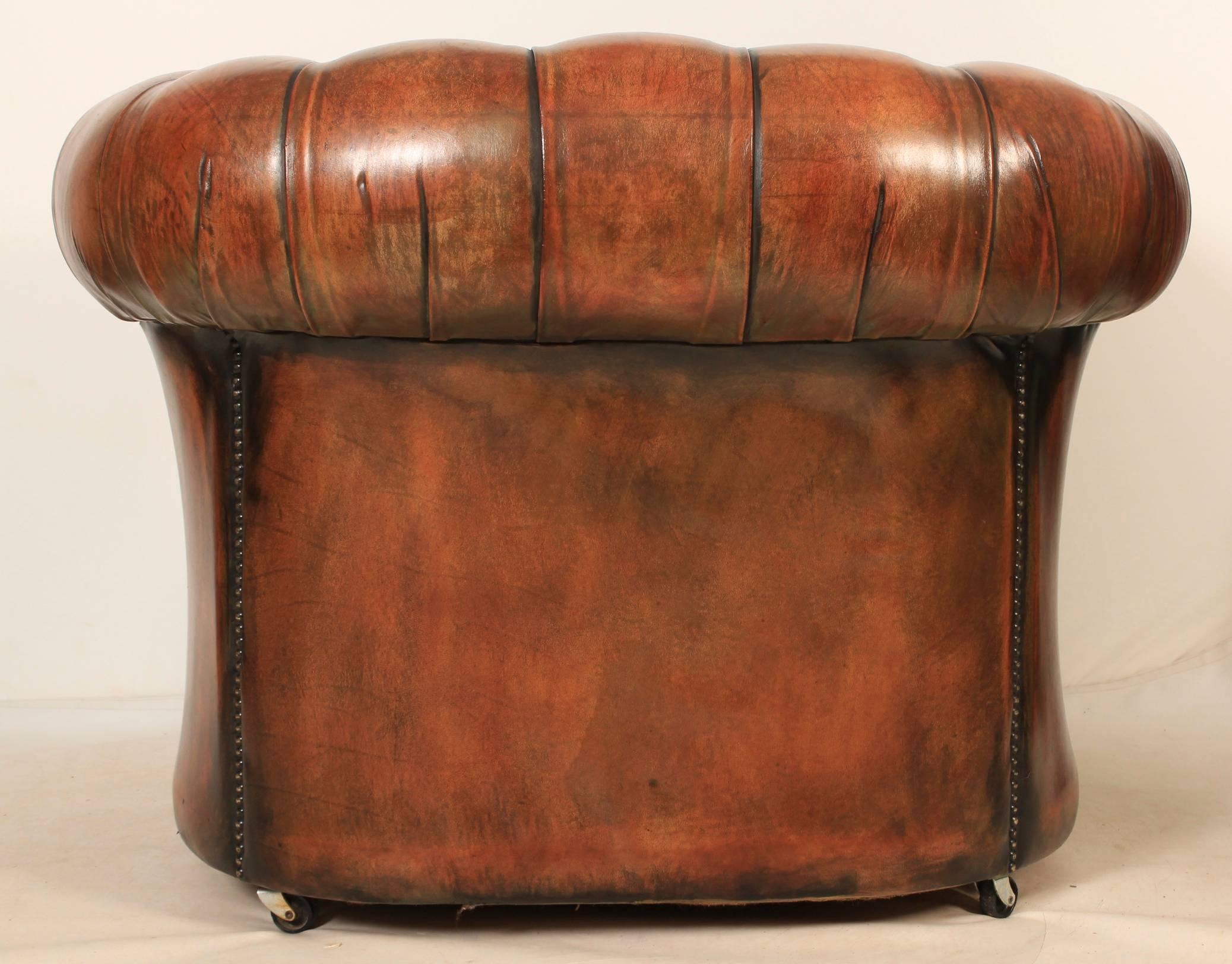 Hand Dyed Chesterfield Armchair For Sale 2