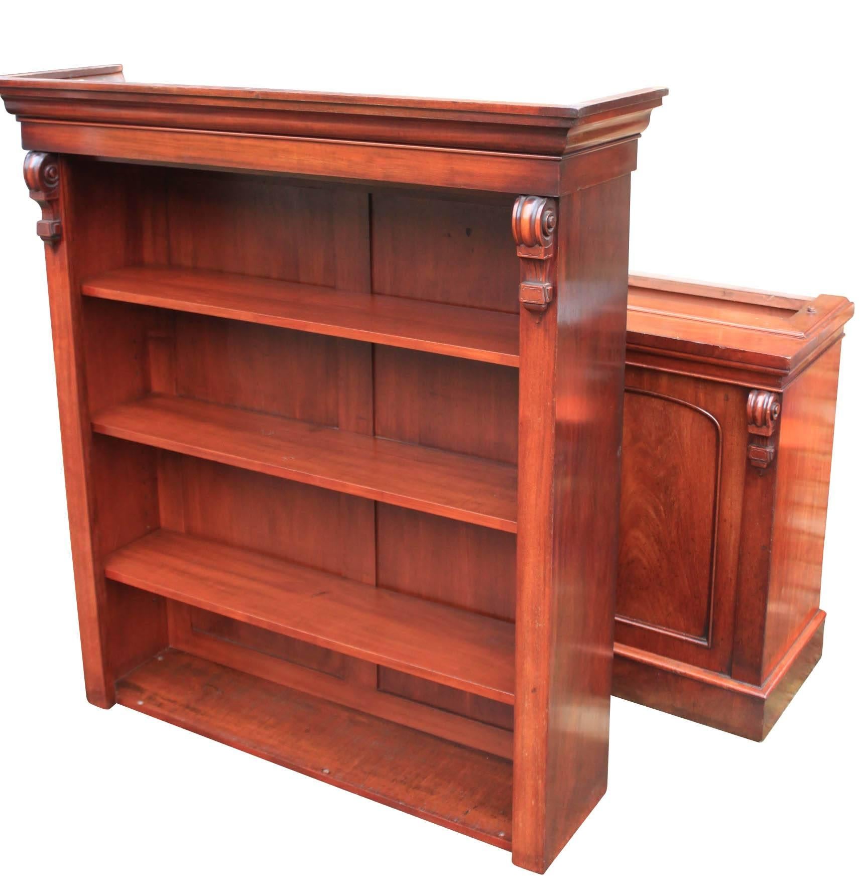 Mid-19th Century Large Mahogany Open Bookcase For Sale