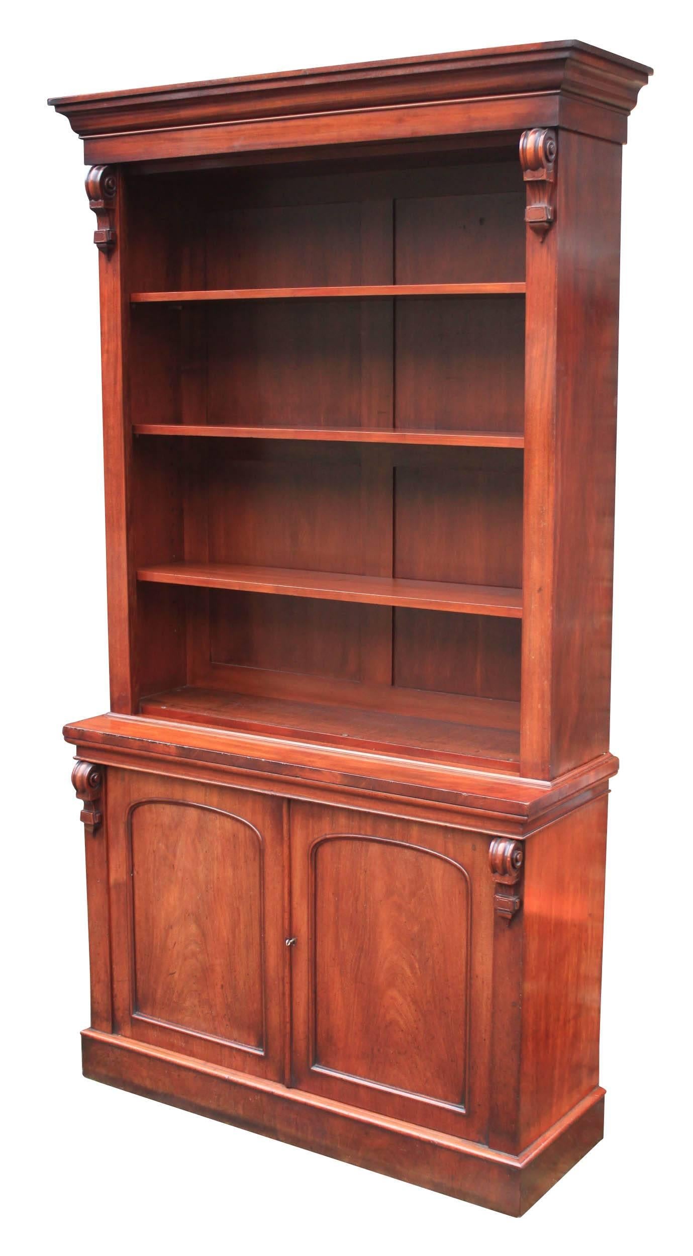 English Large Mahogany Open Bookcase For Sale