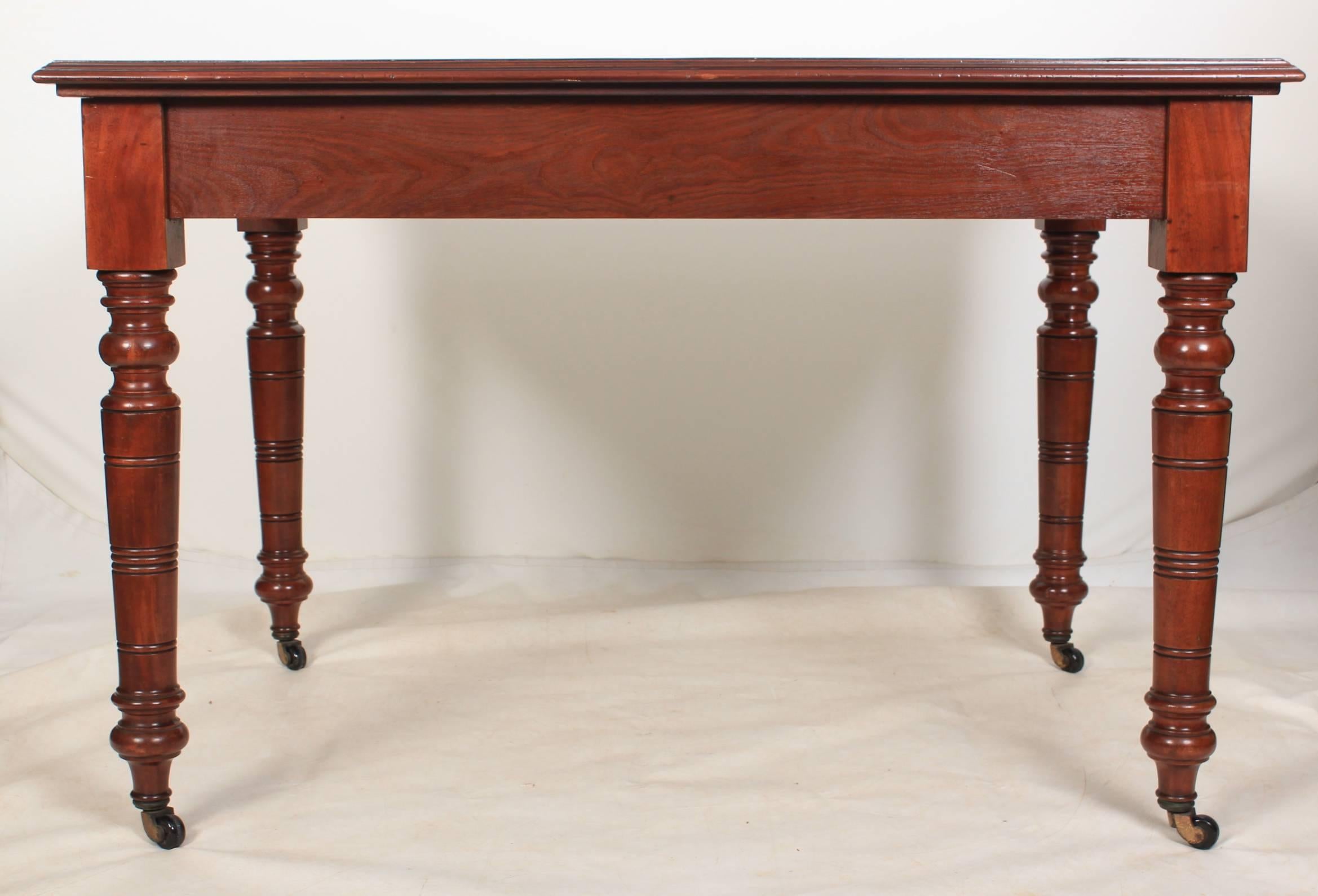 Leather Mahogany Two-Drawer Writing Table For Sale