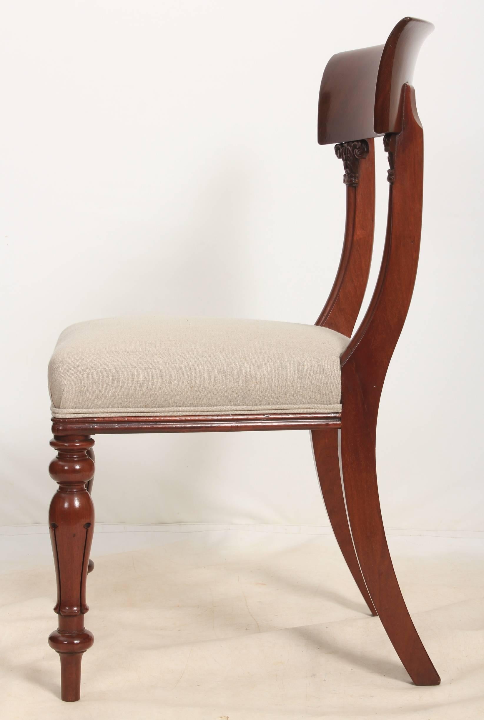 Set of Six William IV Cuban Mahogany Dining Chairs For Sale 5
