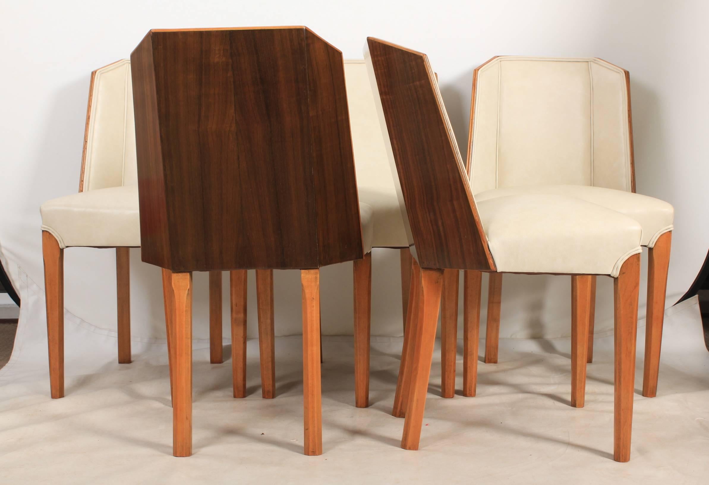English Set of Six Art Deco Dining Chairs For Sale