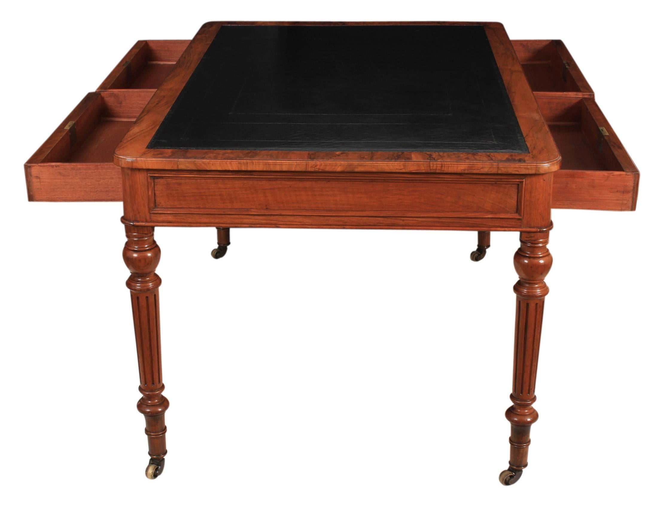 Late 19th Century Large Rare Walnut Partners Writing Table For Sale