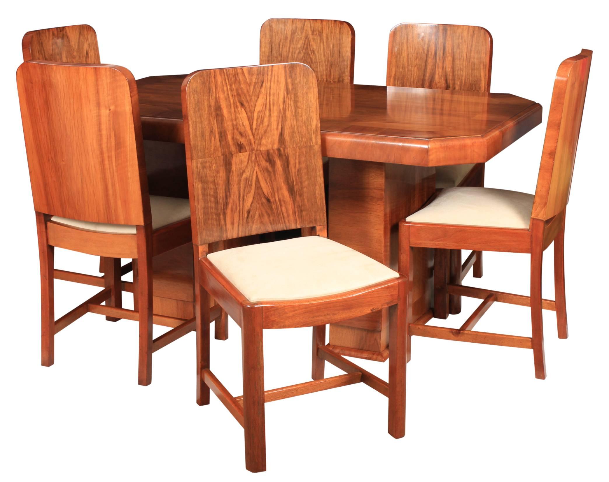 Art Deco Dining Table and Six Chairs For Sale 3