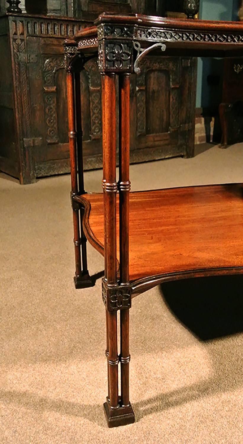 Mahogany English Chippendale Period Silver Table with Cluster Column Legs, circa 1760