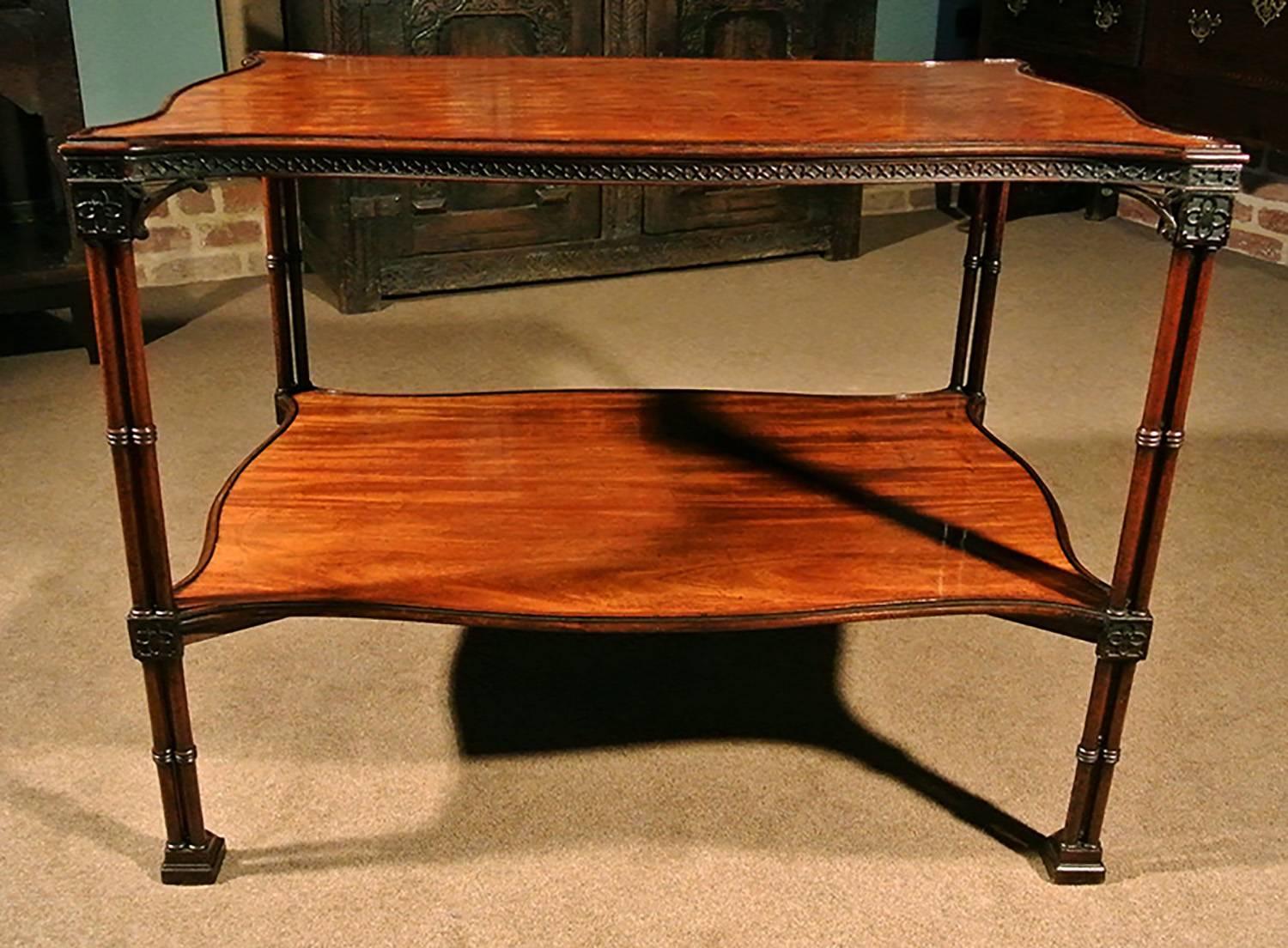 English Chippendale Period Silver Table with Cluster Column Legs, circa 1760 1