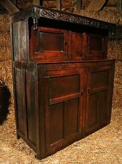 Original Queen Anne Oak Court Cupboard, Dated 1705