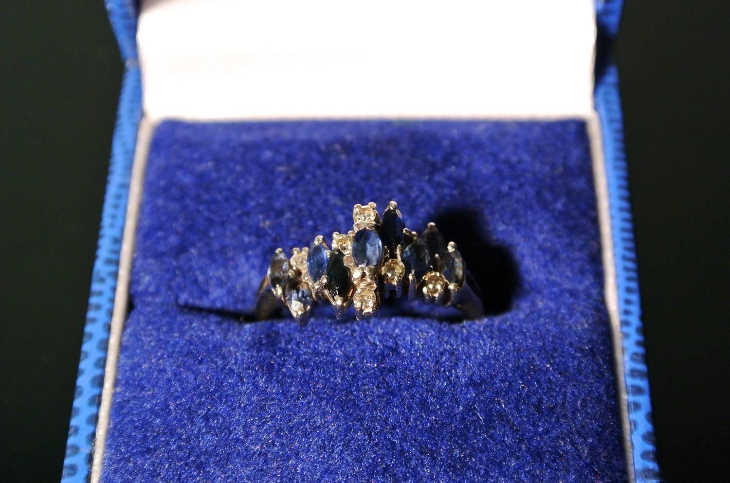 Art Deco 18 Carat Gold, Sapphire and Diamond Ring, Size K For Sale 1