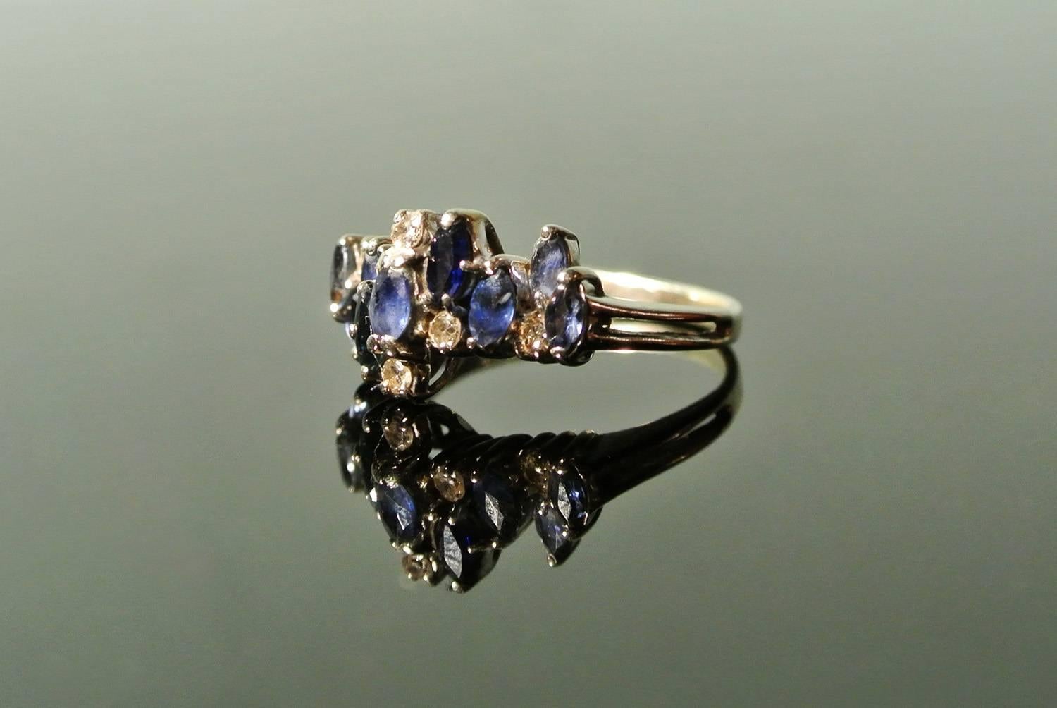 European Art Deco 18 Carat Gold, Sapphire and Diamond Ring, Size K For Sale