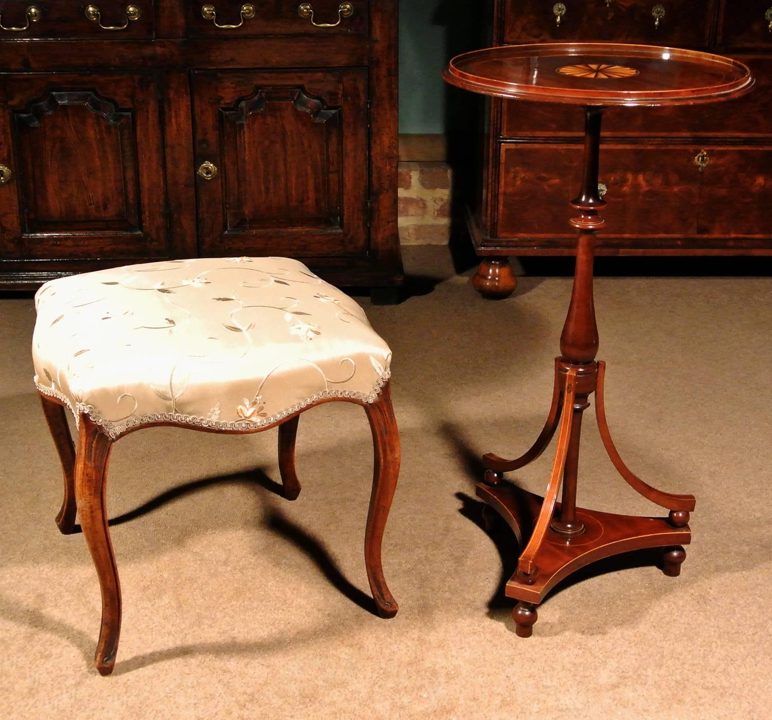 18th Century and Earlier 18th Century Walnut Serpentine Stool in the French Manner For Sale