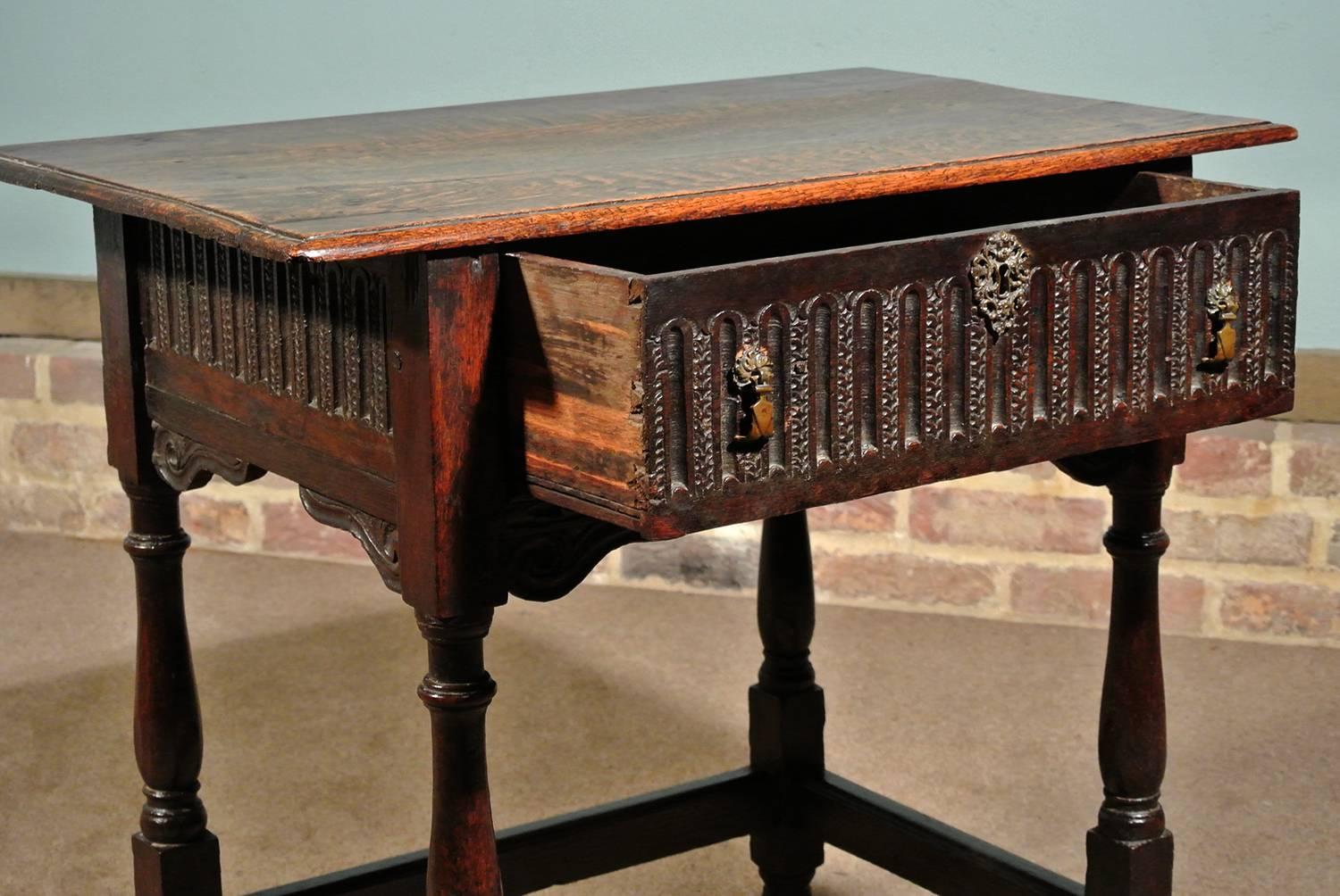 British Early 17th Century Oak Lowboy with Provenance from Groombridge Place in Kent