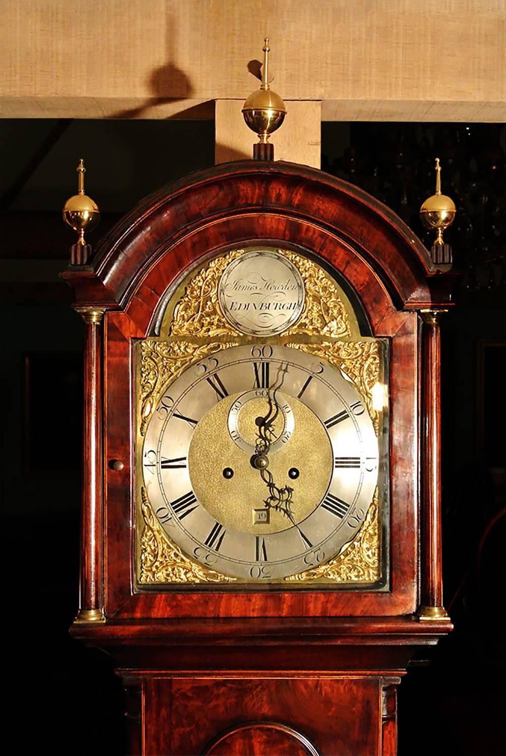 A fine example of an 18th century Edinburgh mahogany longcase clock by James Howden.

An important Edinburgh clock making dynasty, the Howden family are recorded over three generations and this clock dates from circa 1775.

James Howden, who