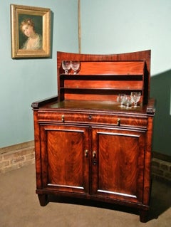 Flamed Mahogany Regency Concave Serving Cabinet, circa 1820