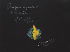 1962 Georges Braque "Gaia" Gouache su carta nera per i Gioielli di Braque