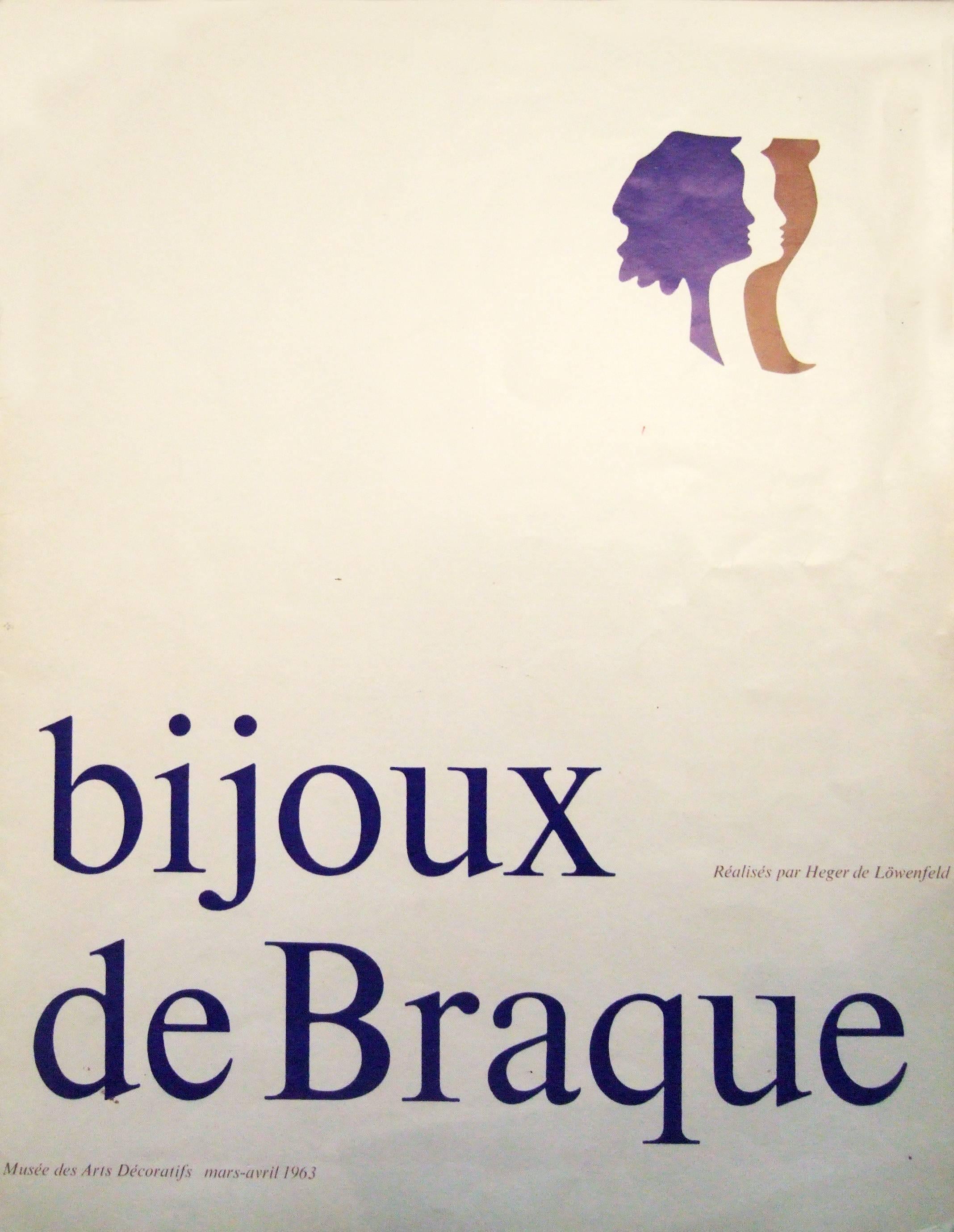 Français 1962 Georges Braque Gouache Gaia sur papier noir pour les Jewell de Braque en vente