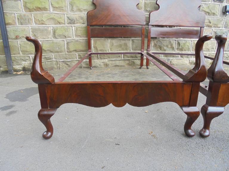 Pair of 1920s Queen Anne Style Mahogany Single Bed Frames at 1stdibs