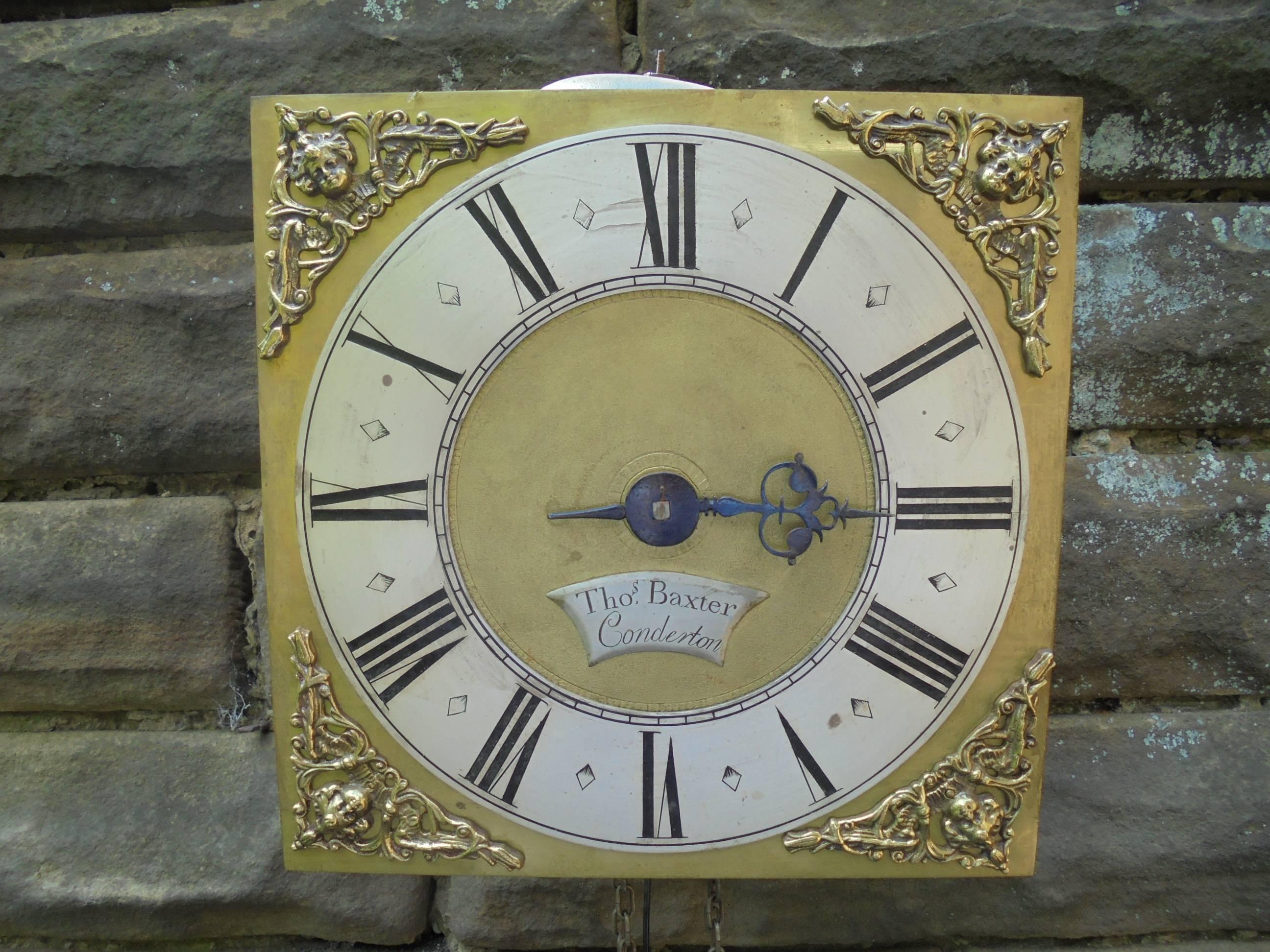 Brass Antique Hook and Spike Wall Clock Thomas Baxter Condereton For Sale