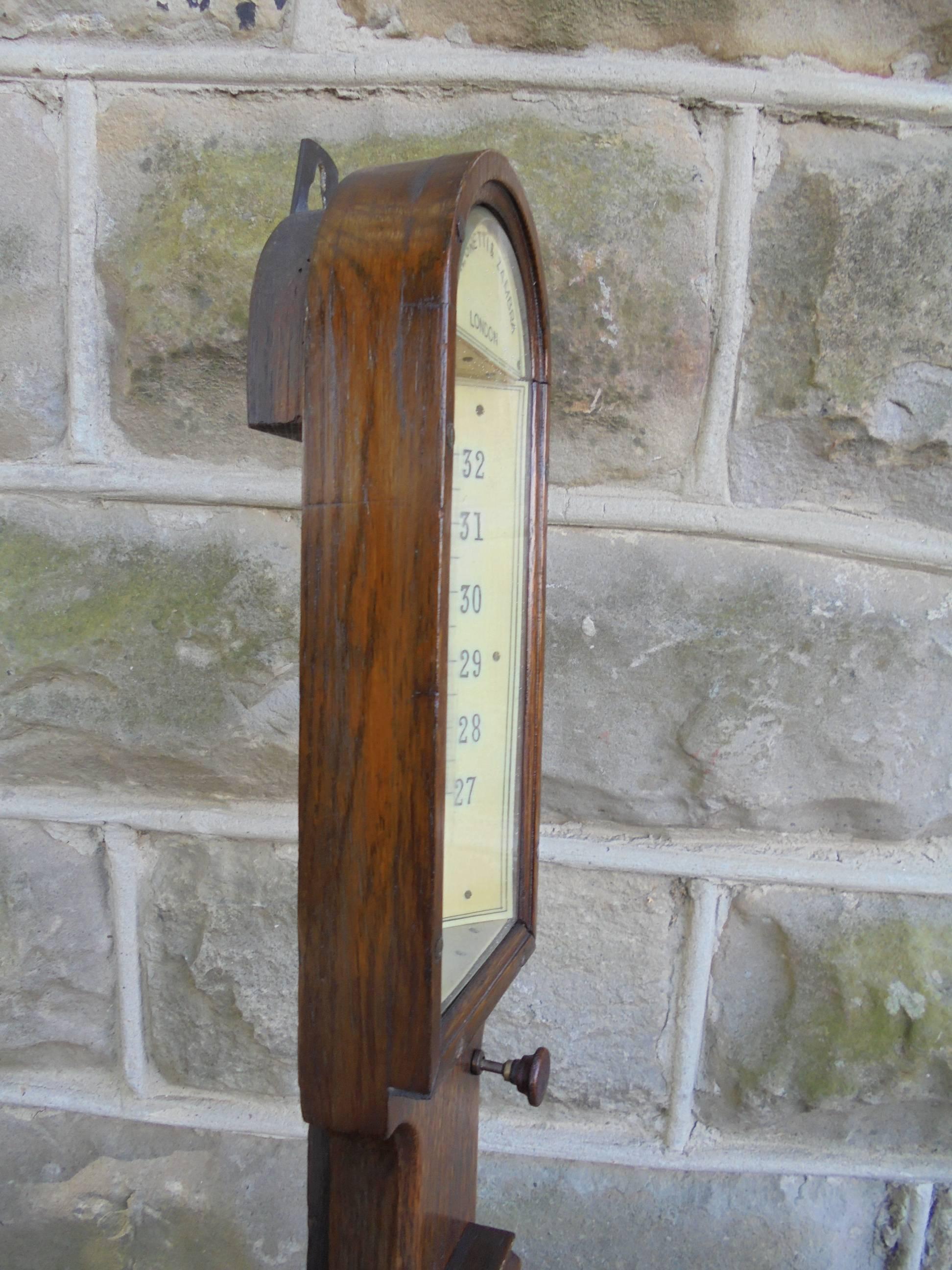 Antique Oak Stick Barometer Negretti and Zambra 1