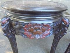 Pair of Antique Oriental Carved Hardwood Stands