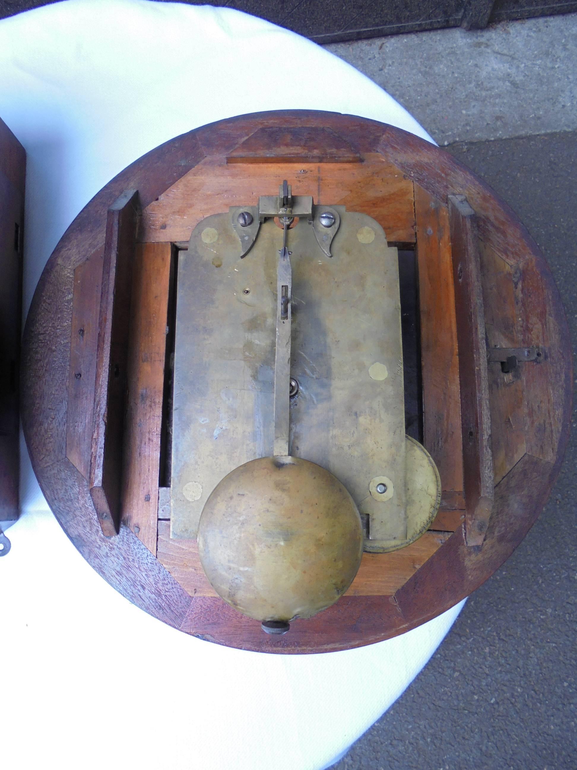 19th Century Antique Mahogany Cased Single Fusee Lner Railway Clock