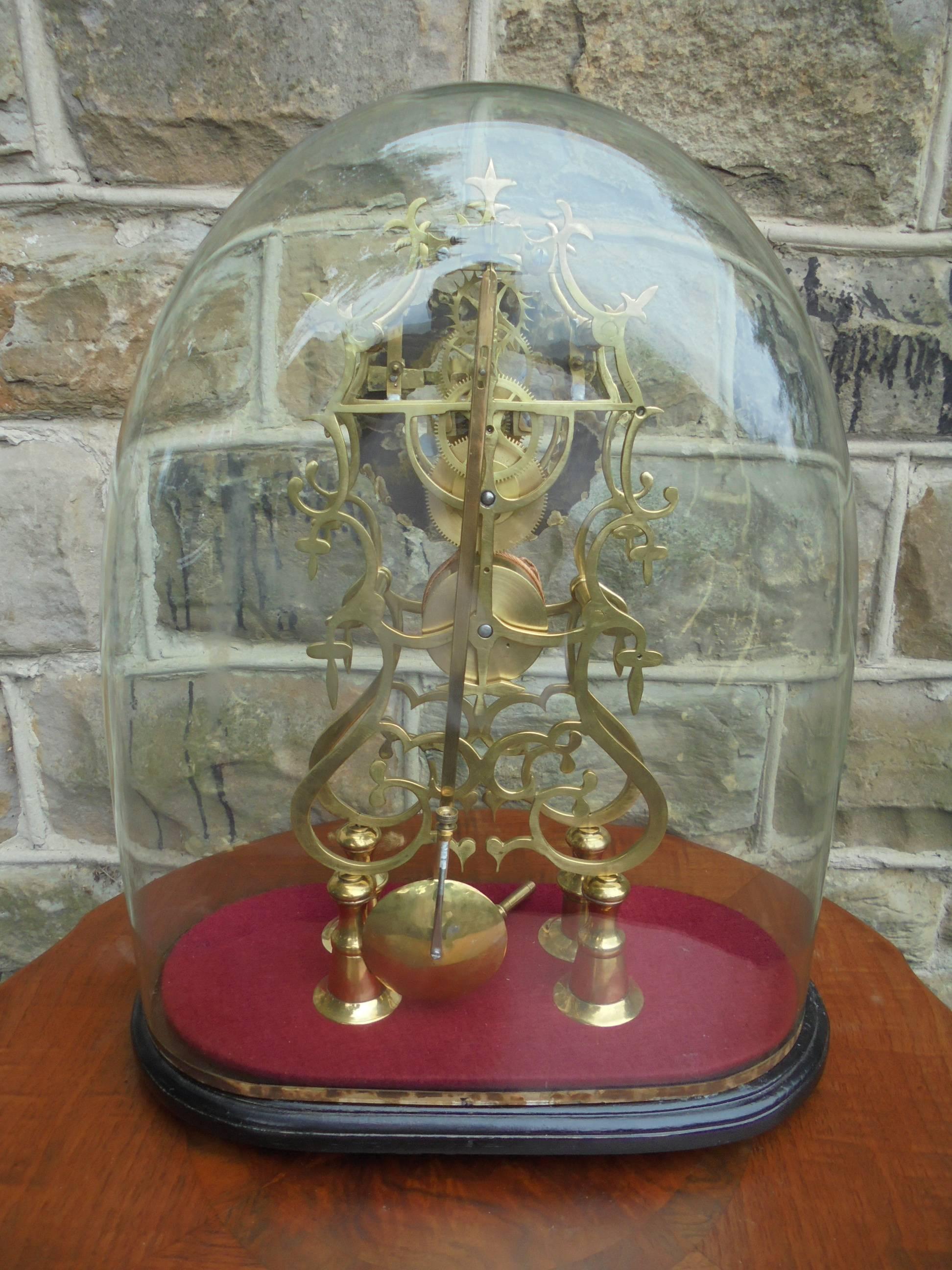 antique skeleton clock glass dome