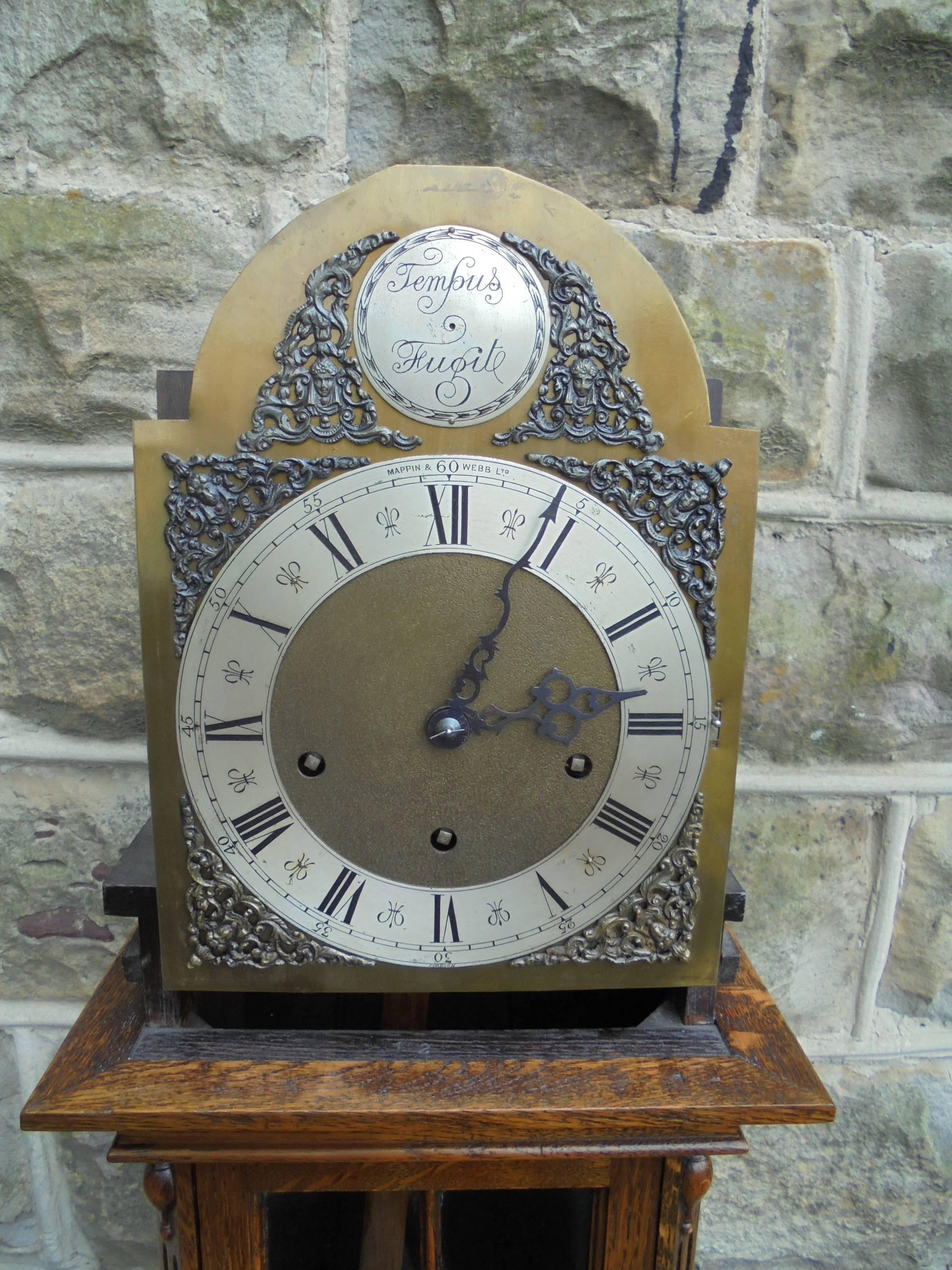European Antique Oak Cased Granddaughter Clock Mappin & Webb