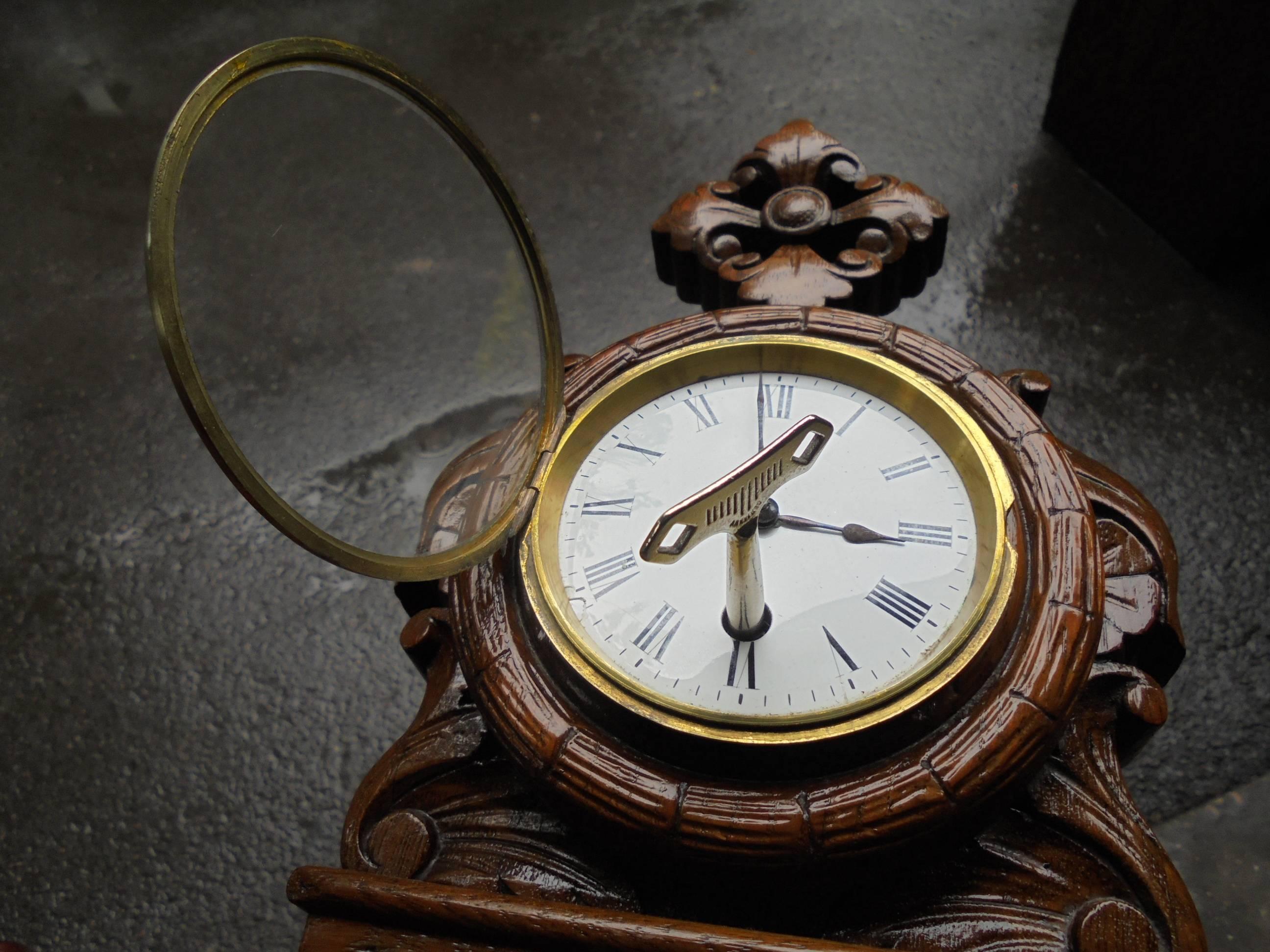 Antique Oak Cased Clock Barometer For Sale 2