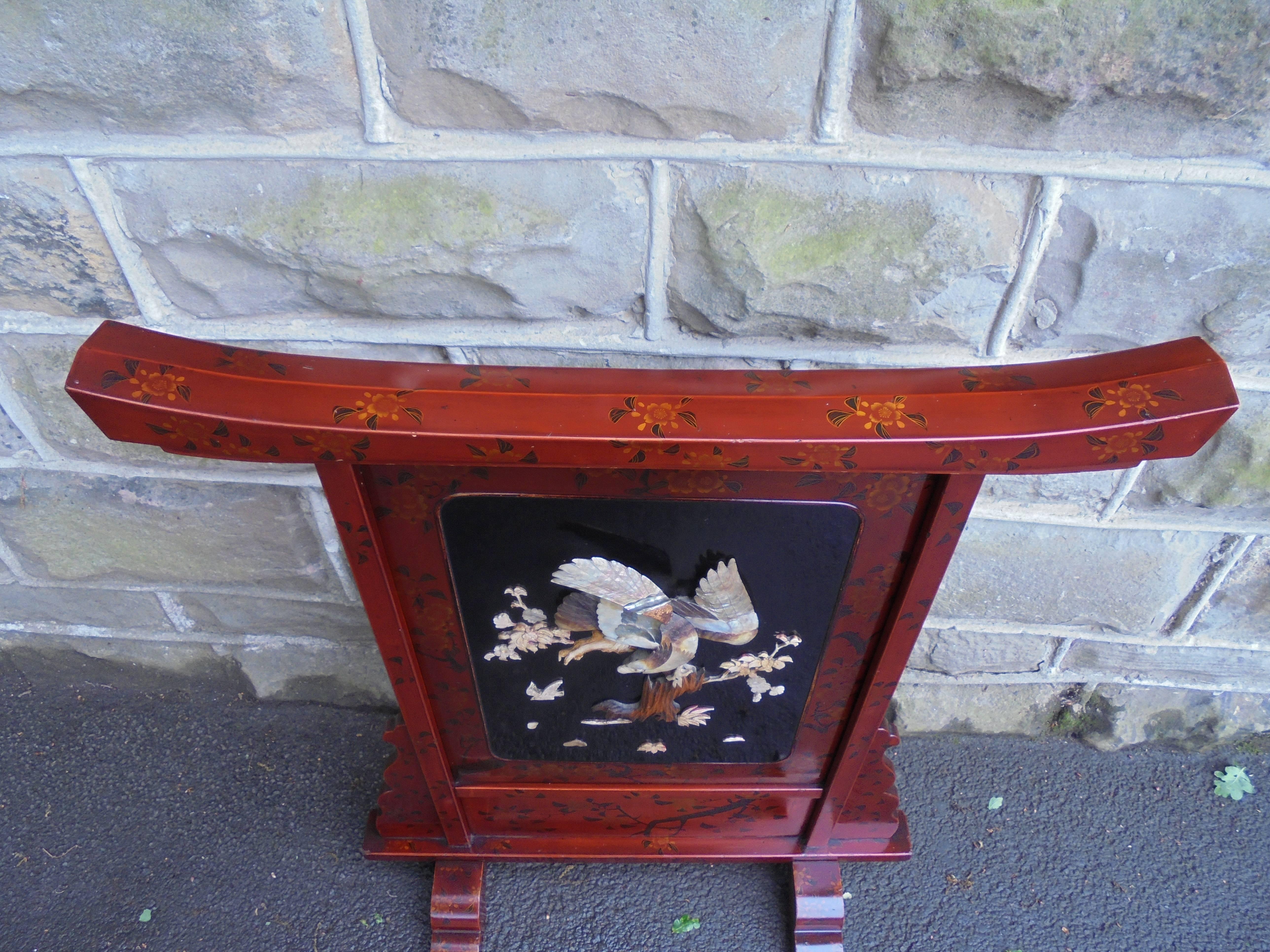 Edwardian Antique Lacquered Shibayama Screen For Sale