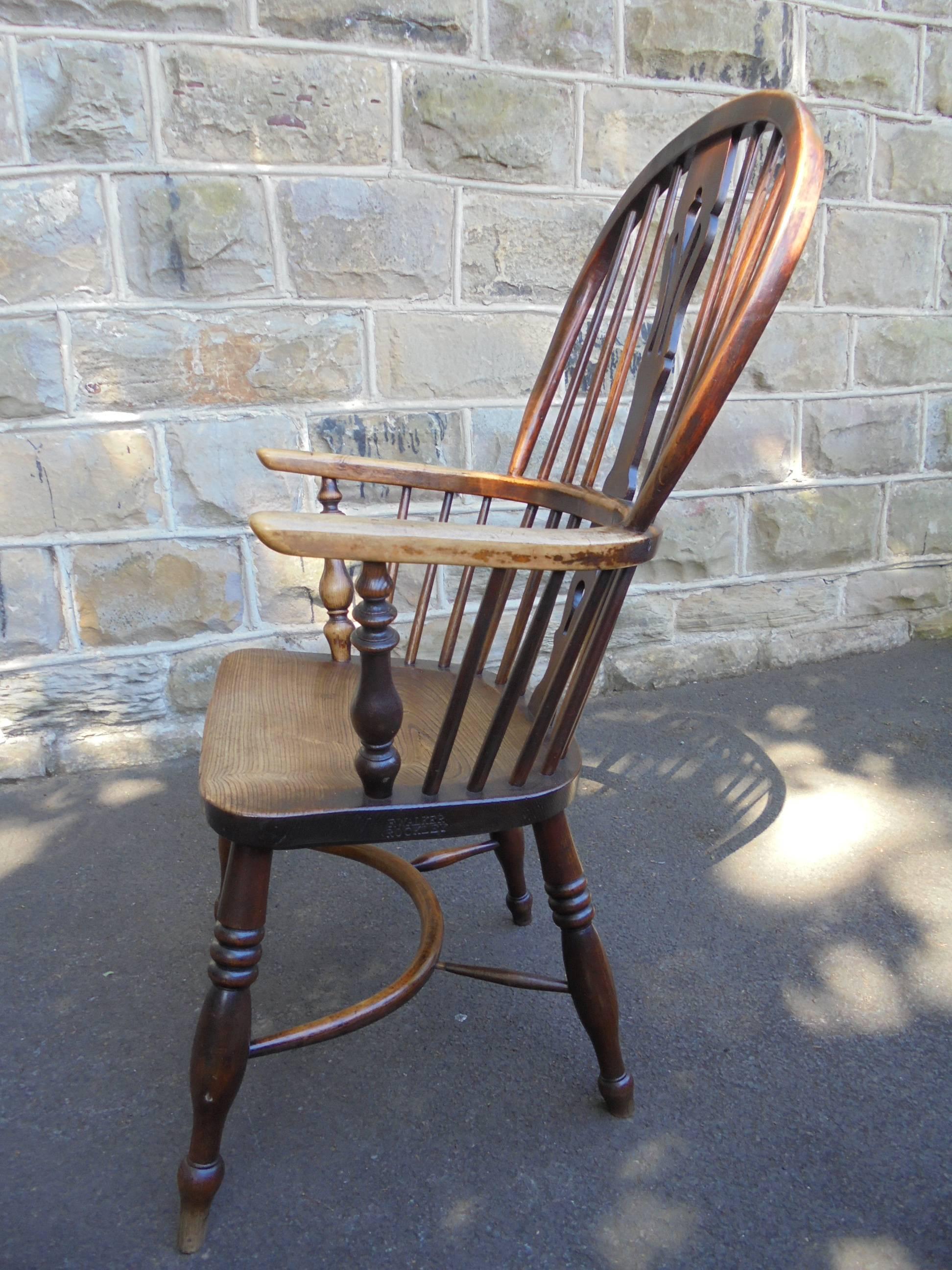 19th Century Antique Ash and Elm Windsor Chair by Fred Walker For Sale