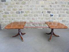 Antique Mahogany Twin Pillar Extending Dining Table